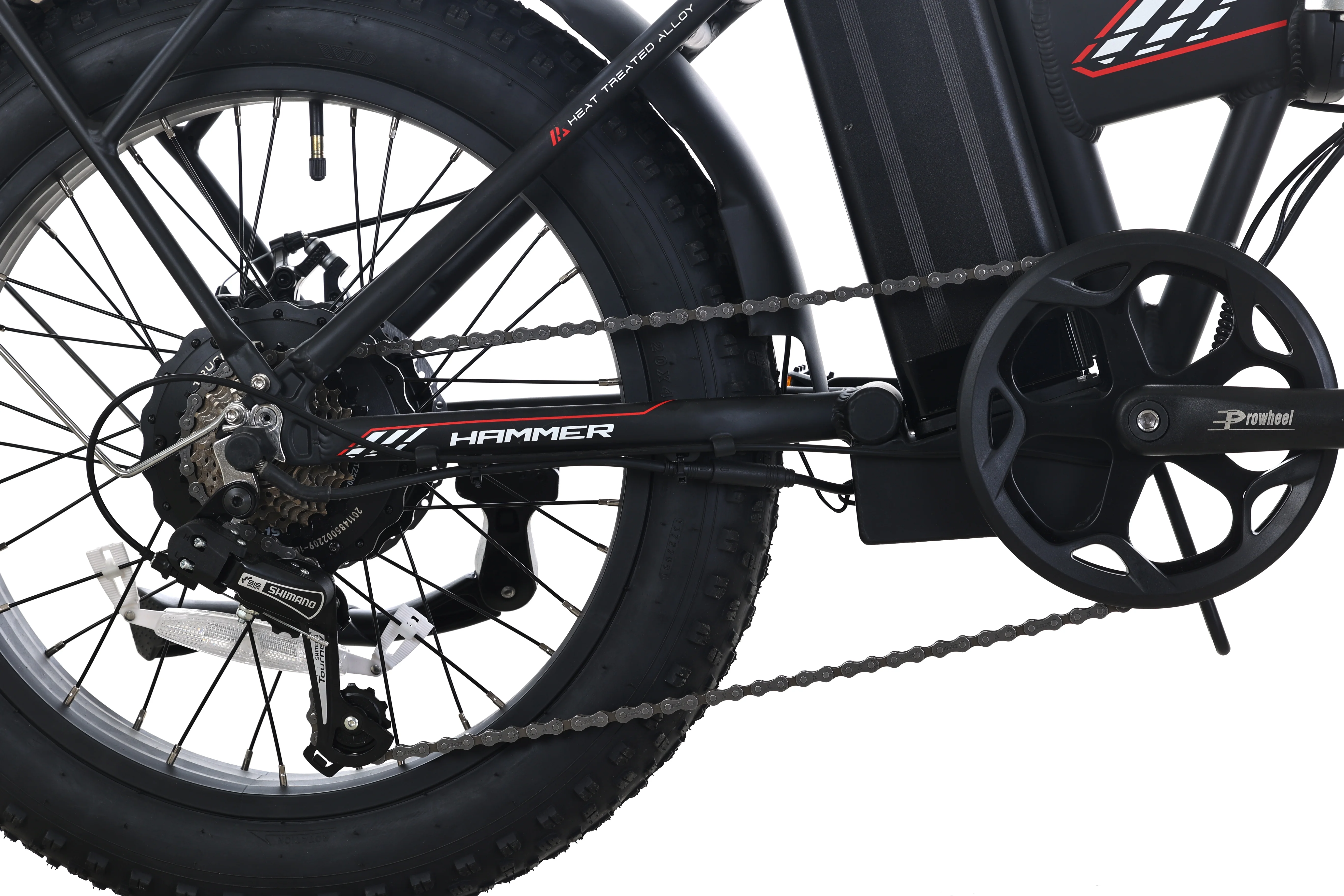 Ltmate Hammer Electric Bike for Adults, 20” x 4” Fat Tire Folding Ebike, 500W Powerful Motor Electric Folding Bike, 48V 10.4Ah Removable Battery, 7-Speed Gears,Black - Curated Treasures Market