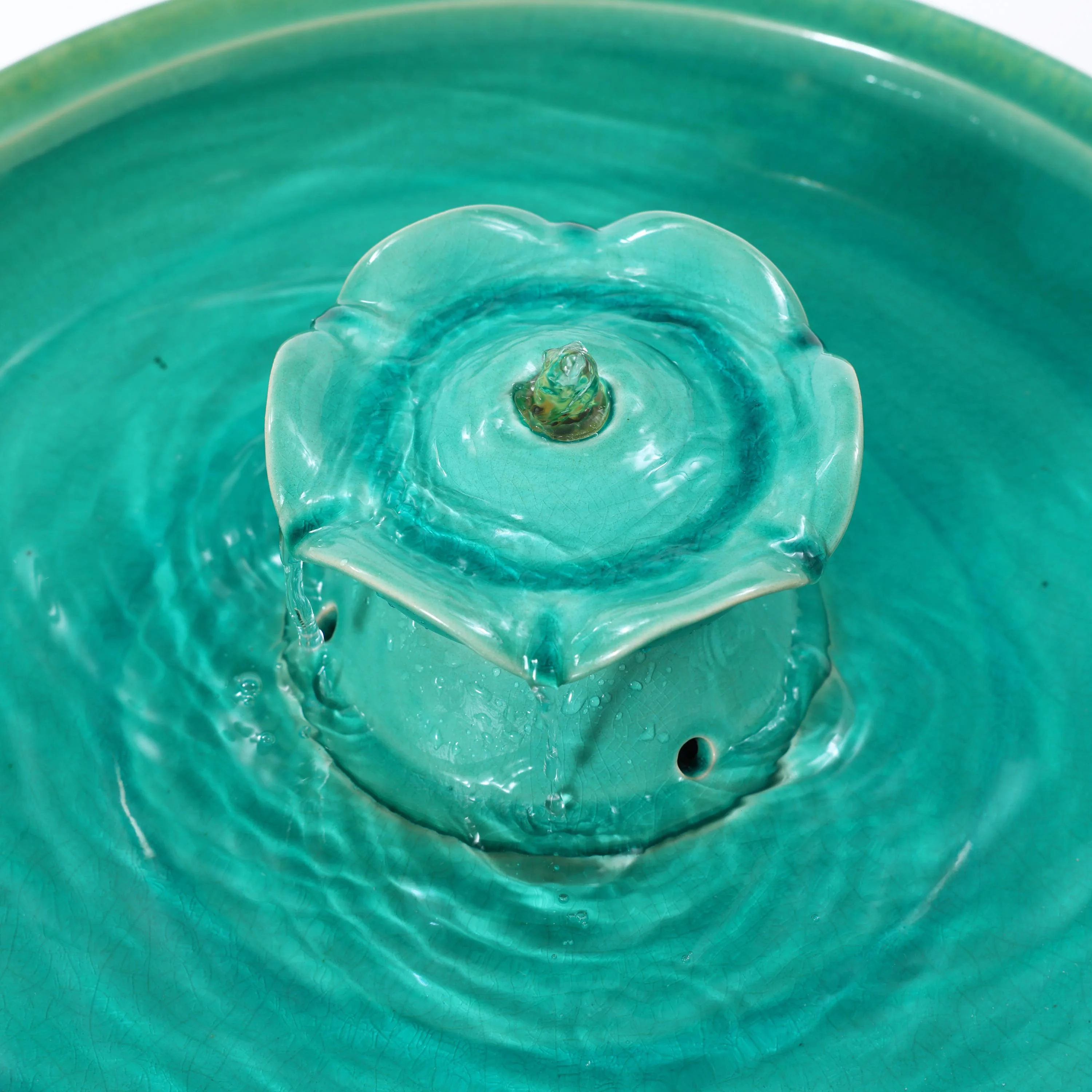LuxenHome Aqua Glazed Ceramic 22-In Tall Birdbath Fountain