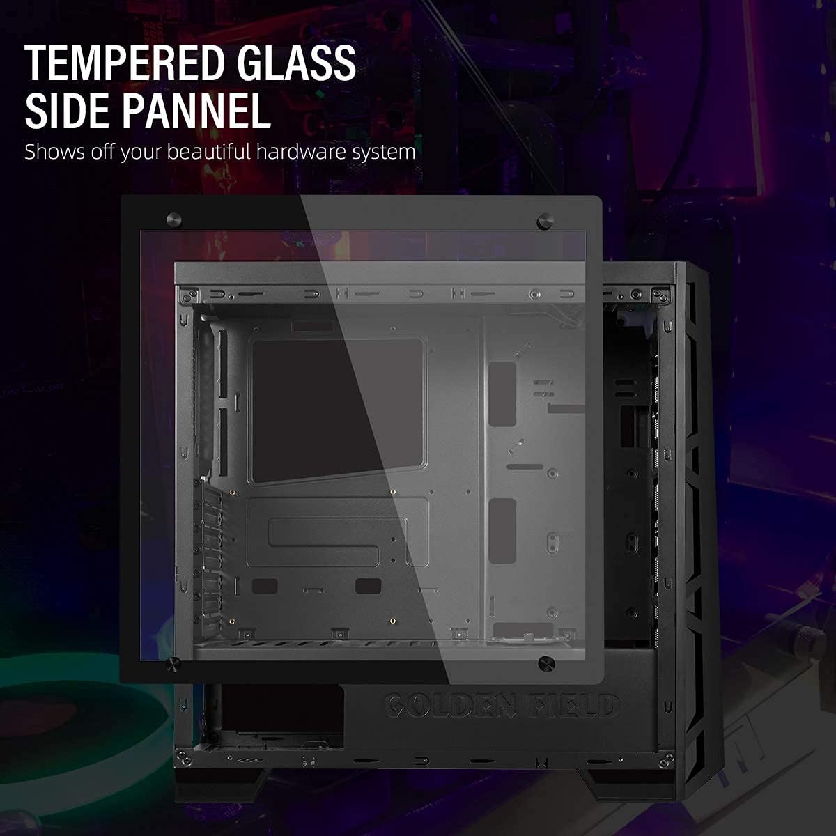 GOLDEN FIELD Z7 Computer Case Gaming PC Case ATX Case Micro ATX / ITX Mid Tower Desktop Computer Shell Case
