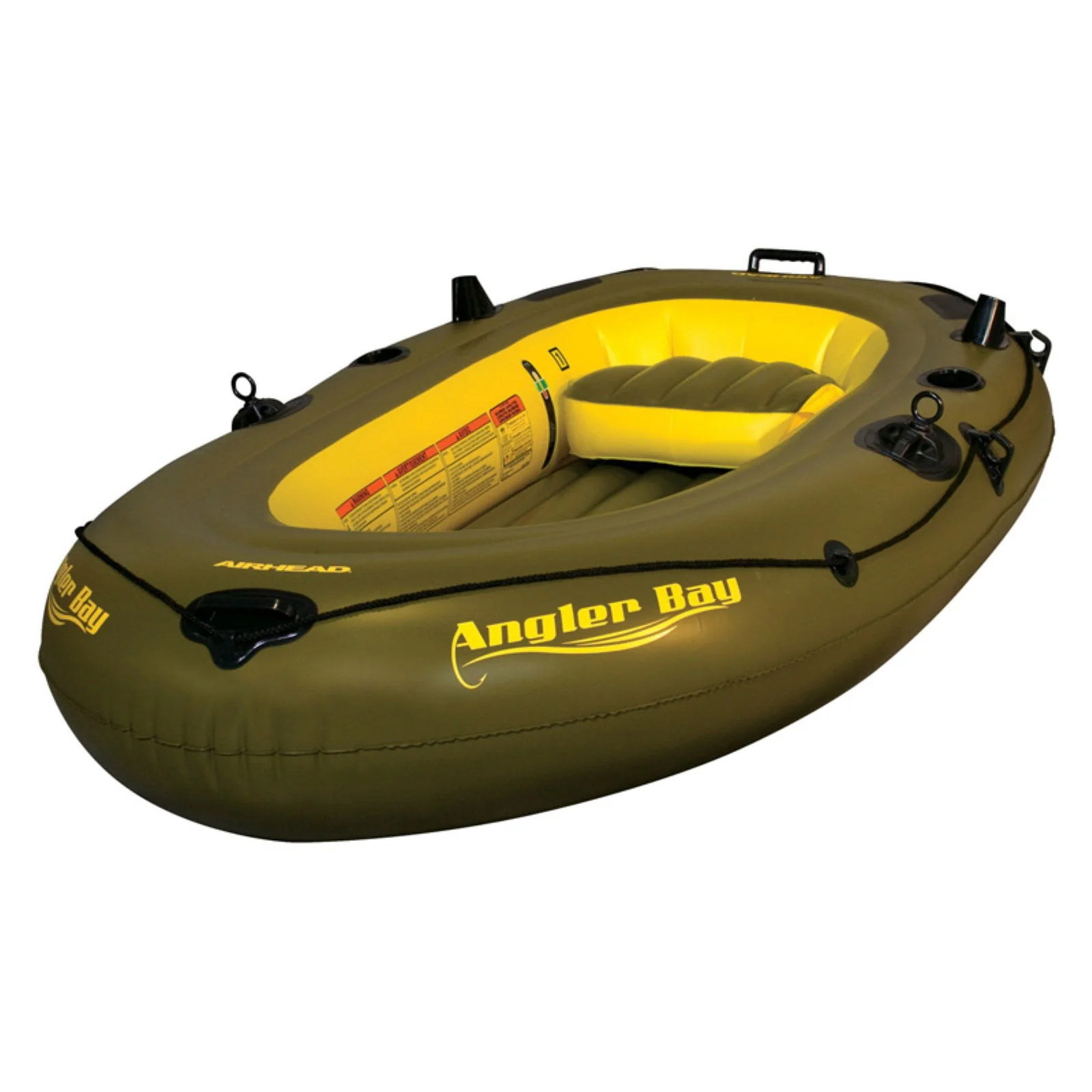 Airhead Angler Bay 6 Person Inflatable Fishing Boat Raft Float, Green