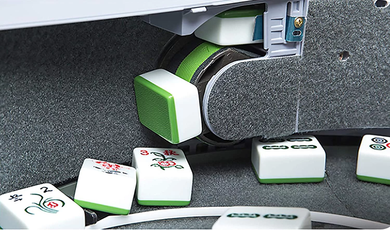 144Chinese 44mm Tiles  Folding Automatic Mahjong Table w Drawers, Chinese / Philippine Style, Comes 2 Sets of Magnetic Tiles No-Numbers (Blue & Green) & One Year Warranty (Not for American Style)