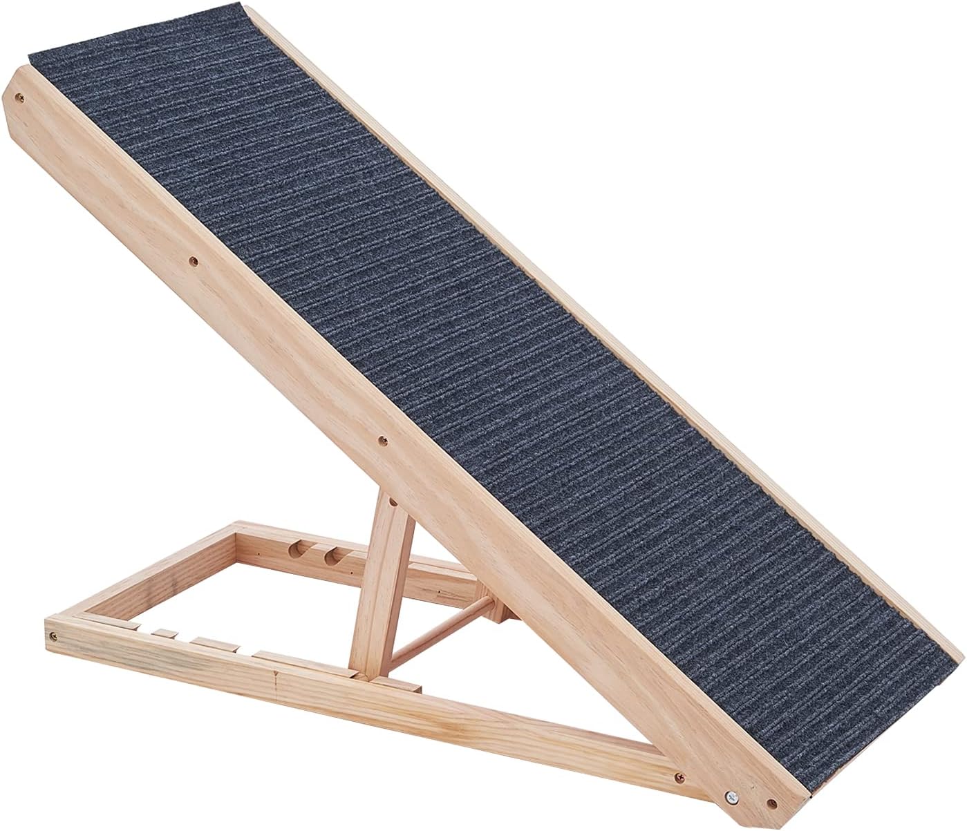 NEWISH Wooden Adjustable Pet Ramp - Bed Ramp for Dogs and Cat - Foldable Portable Dog Ramp - Non-Slip Pet Ramp with Traction Pad, Great for Older Animals - 40 Long and Adjustable from 9 to 24