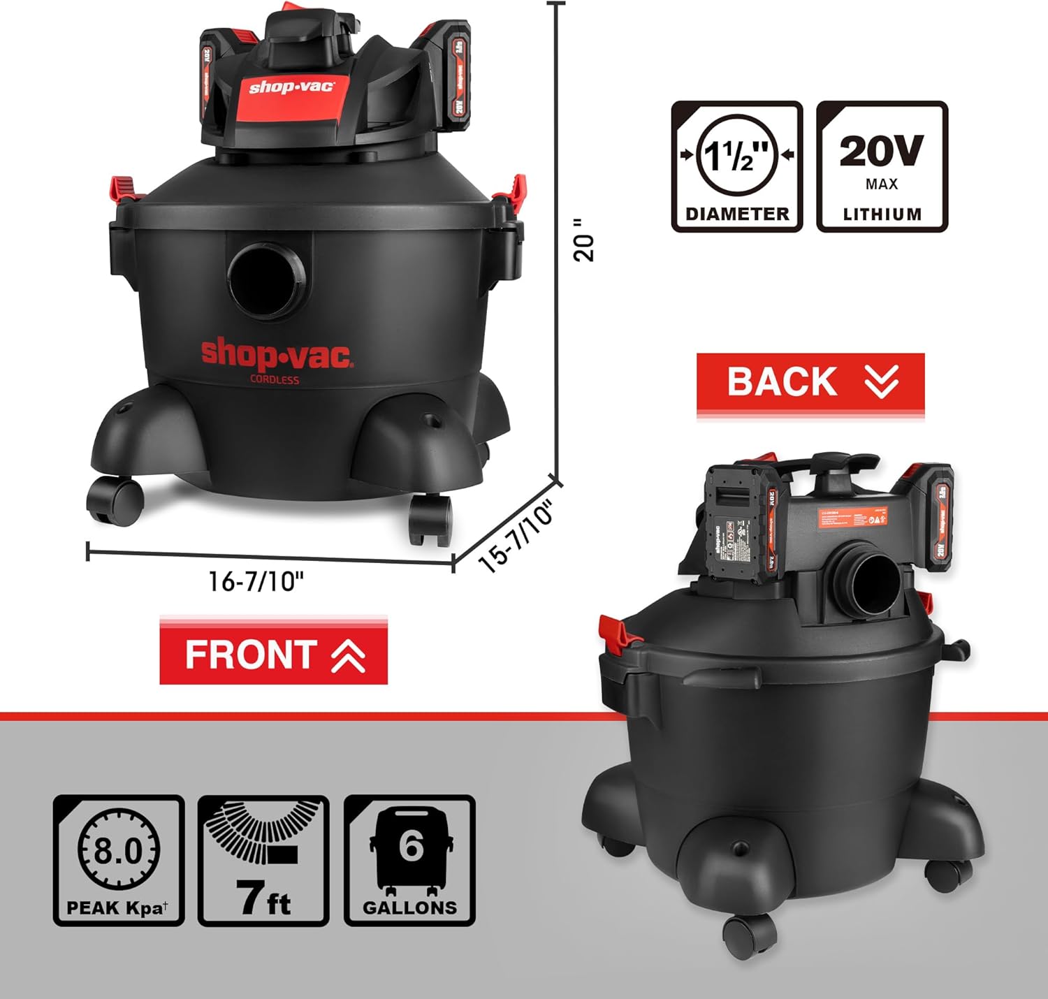 Shop-Vac Wet/Dry Vac Portable Compact Micro Vacuum and 6 Gallon Wet Dry Vacuum Cleaner