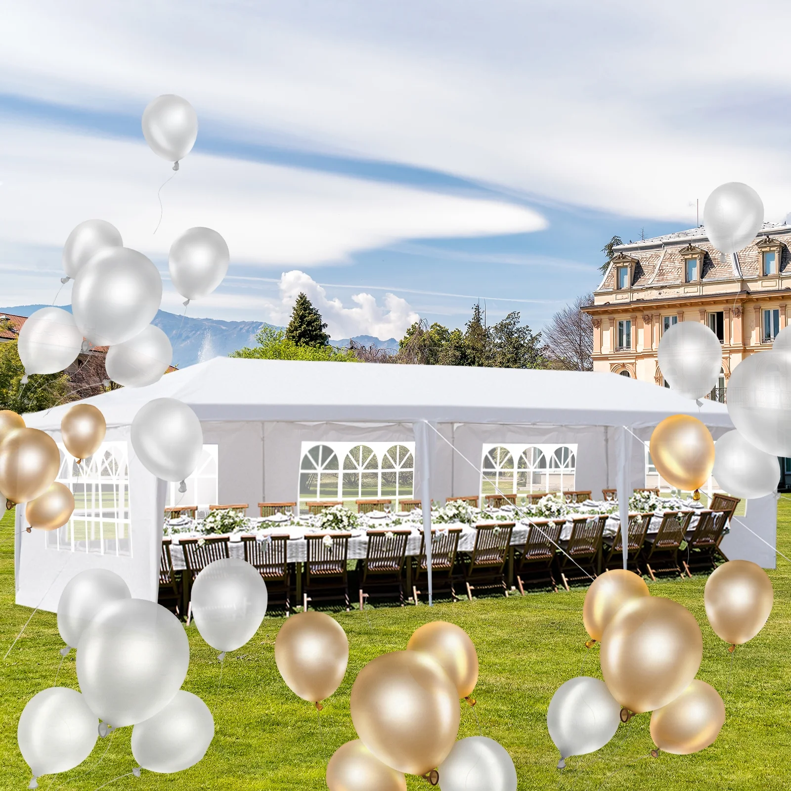 Zimtown 10'X30' Outdoor Canopy Party Wedding Tent Garden Tent Gazebo Pavilion Cater Event