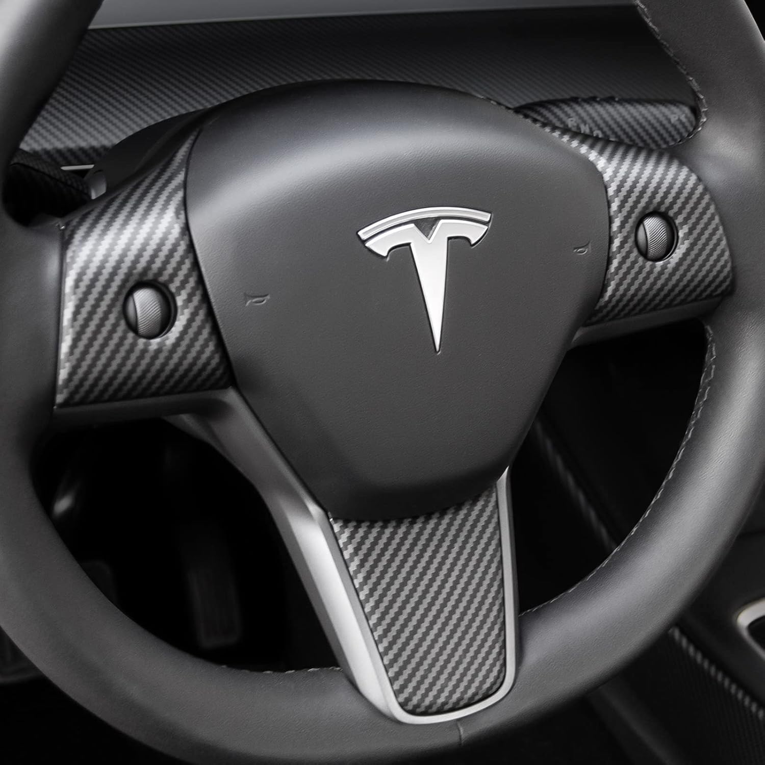 powoq Fit 2021 2022 Tesla Model 3 Model Y Center Console Wrap ABS Carbon Fiber Center Console Cover for 2021 2022 Tesla Model 3 Model Y Accessories（Glossy Carbon Fiber, Center Console Kit）
