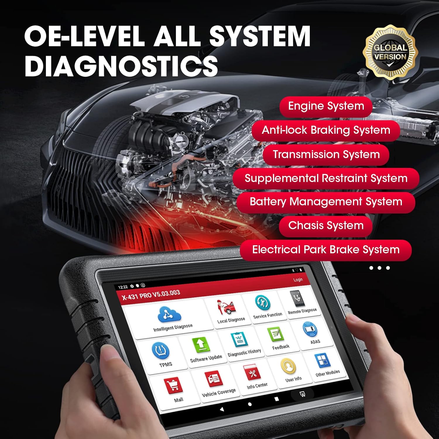 LAUNCH X431 PROS V Diagnostic Tool (Same as X431 V+), 2022 Bidirectional Scan Tool, All System Automotive Scanner, 31+ Services, ECU Coding, K ey Programmer, AutoAuth for FCA SGW, 2 Years Free Update