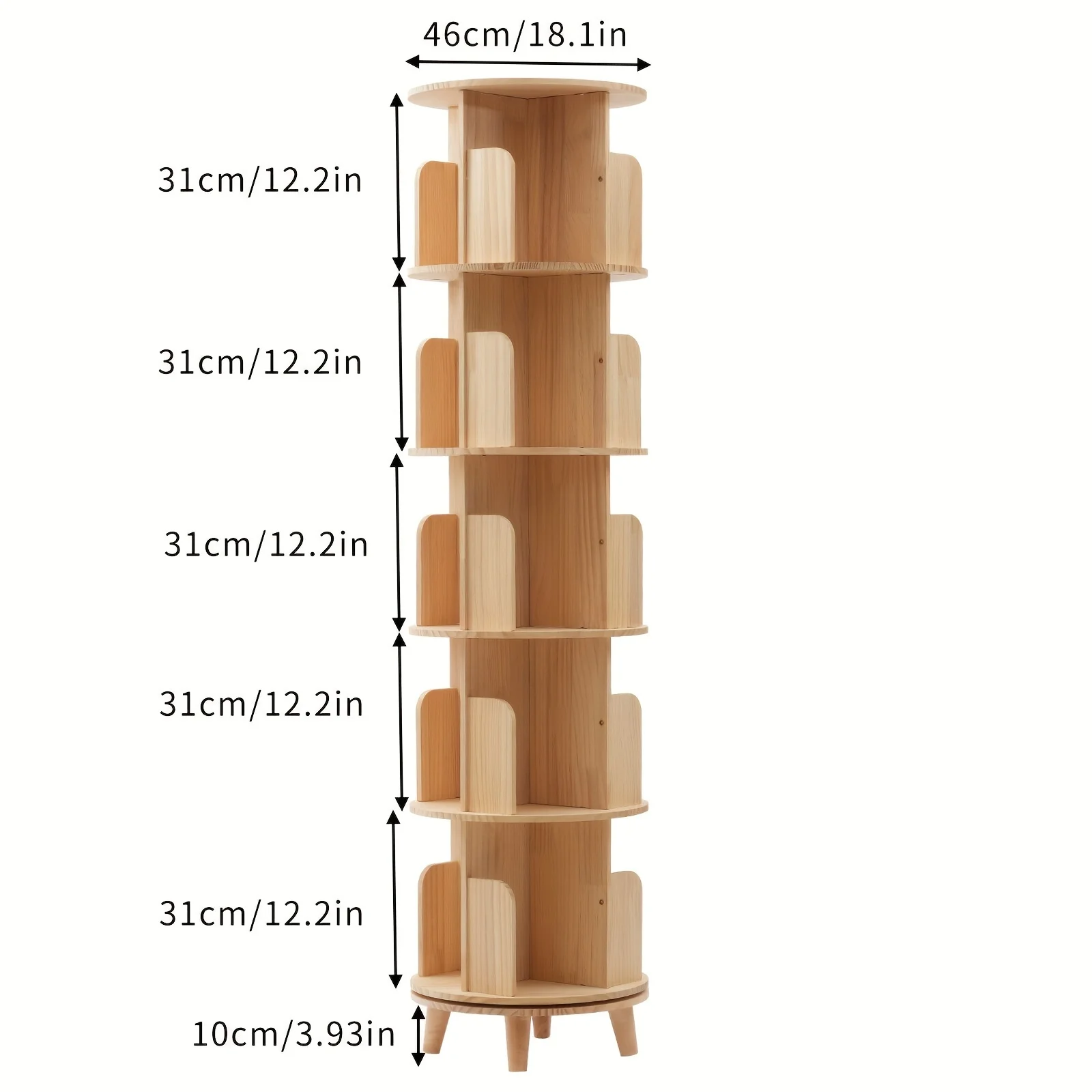 360° Rotating Bookshelf - Space-Saving Floor Stand Bookcase, Display Rack for Office & School - Corner Design Ideal for Small Areas - Curated Treasures Market