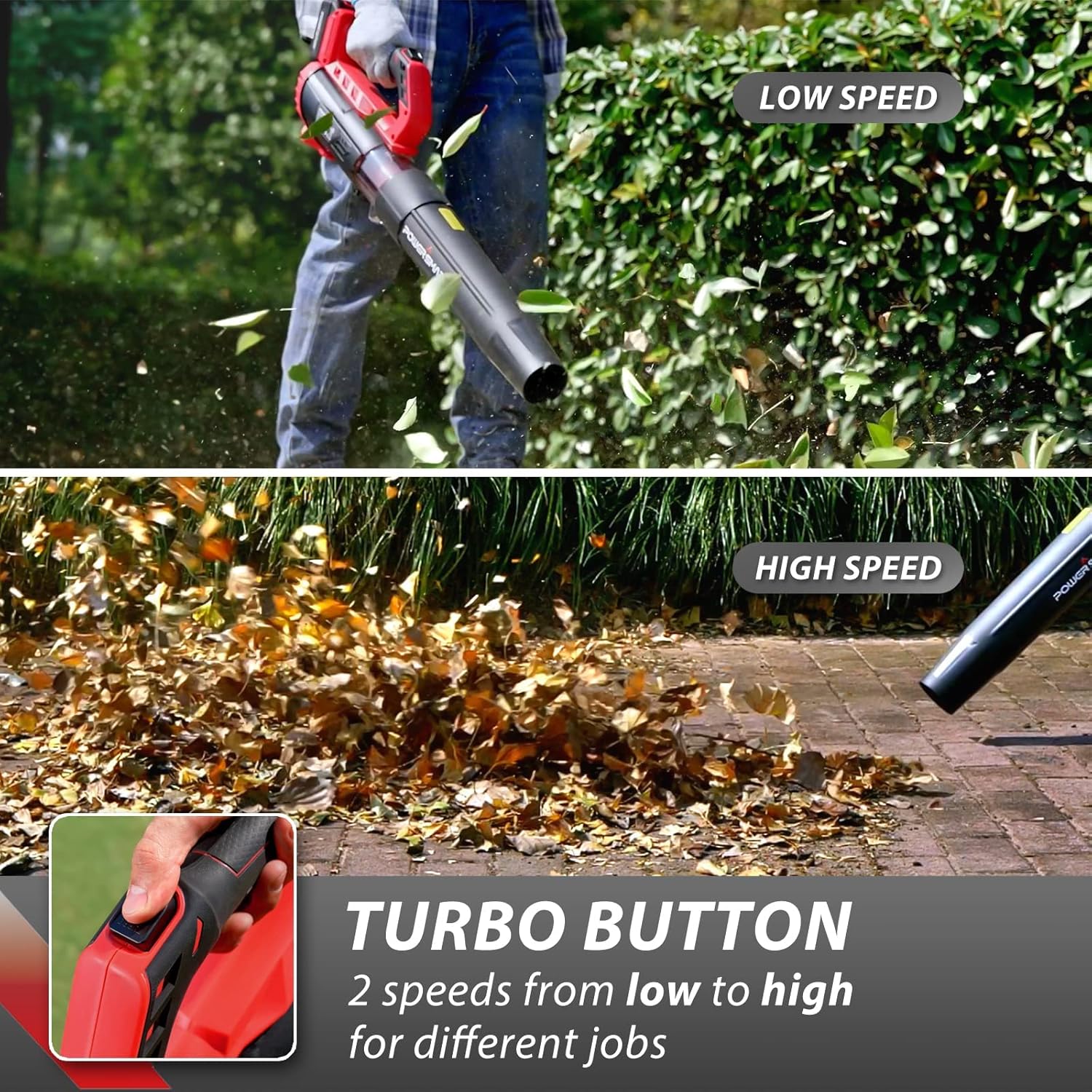 PowerSmart Leaf Blower Cordless with 2 X 2.0 Battery & Charger, 350CFM 85MPH Variable-Speed Control, 20V Electric Blower, Lightweight for Yard Cleaning, Dust, Debris, Snow