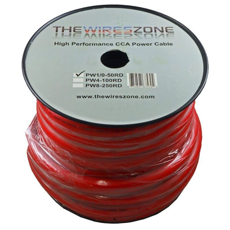 1/0 AWG 0 Gauge 50 Feet High Performance Flexi Amp Power/Ground Cable Wire Red