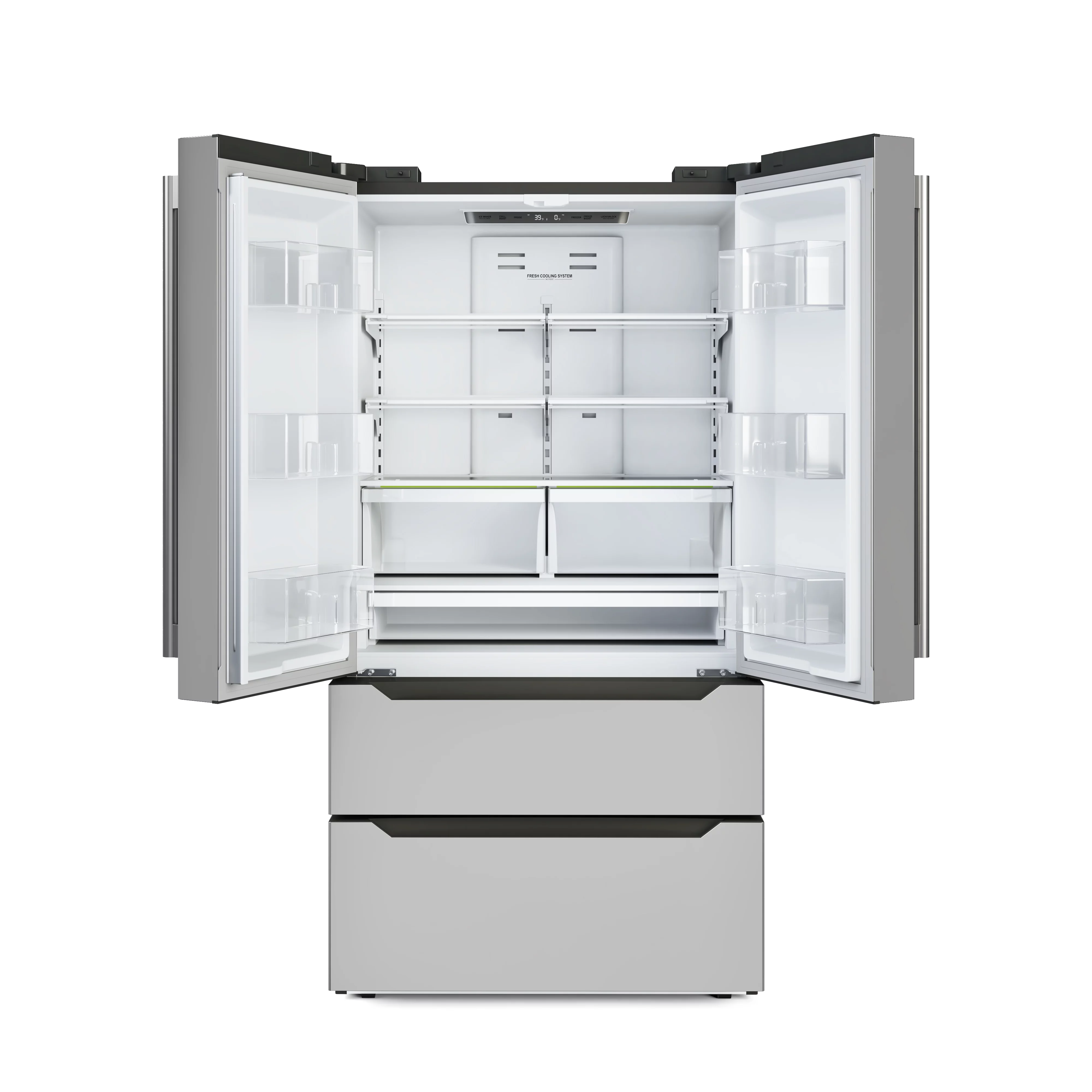KoolMore 22 Cu. ft. French Door Refrigerator, Deep Freezer, 4 Door Stainless-Steel Fridge.
