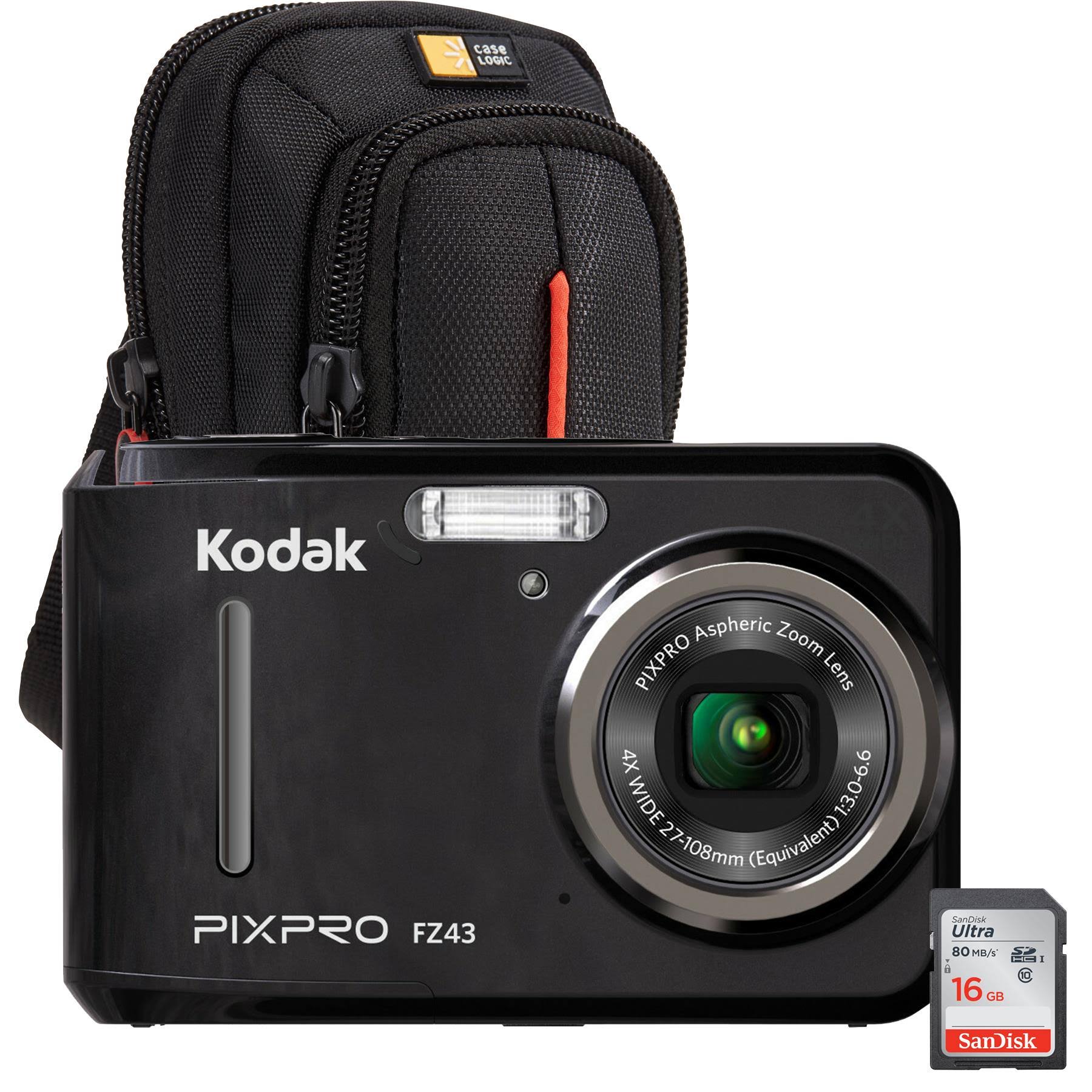 Kodak Pixpro Fz43 16MP 4X Zoom Compact Digital Camera Kit Black
