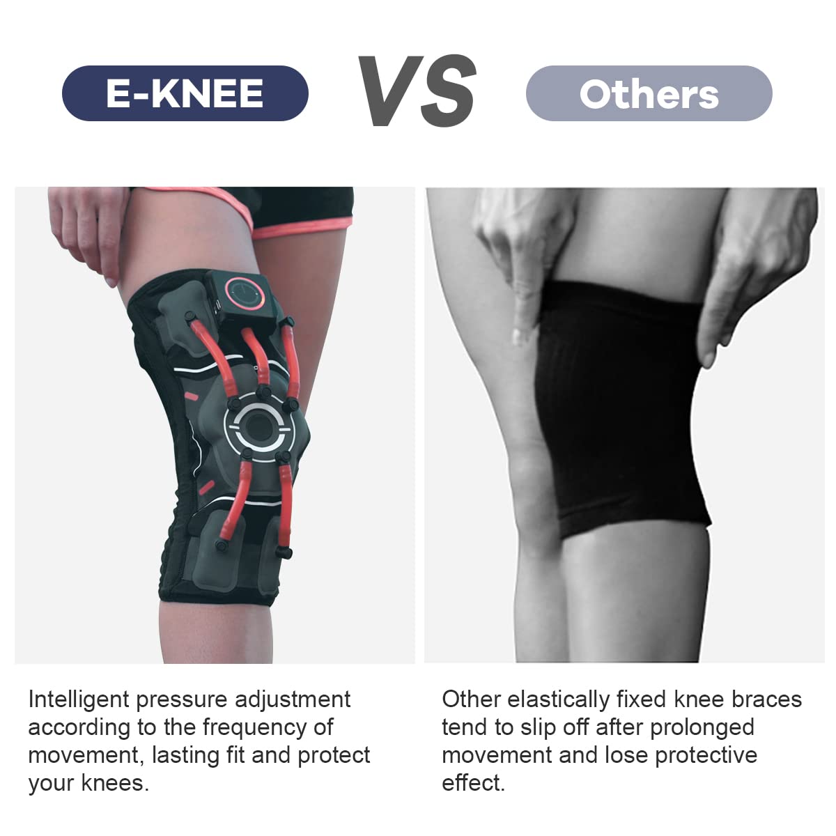 E-KNEE Professional Knee Brace with Side Stabilizers, Smart Chip, Gyroscopes, Airbag System for Protecting Patella, Meniscus, Ligaments and Relieving Meniscal Tears, ACL, Arthritis, Joint Pain