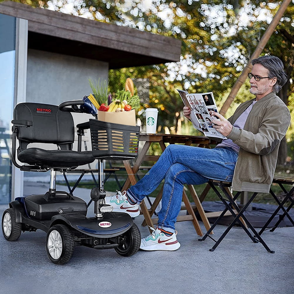 Compact Mobility Scooters for Senior, SEGMART Heavy Duty Electric Scooters with 300W Motor, Motorized Scooter with Detachable Basket, Outdoor Scooter With Anti-Tip wheel, Red, SS130