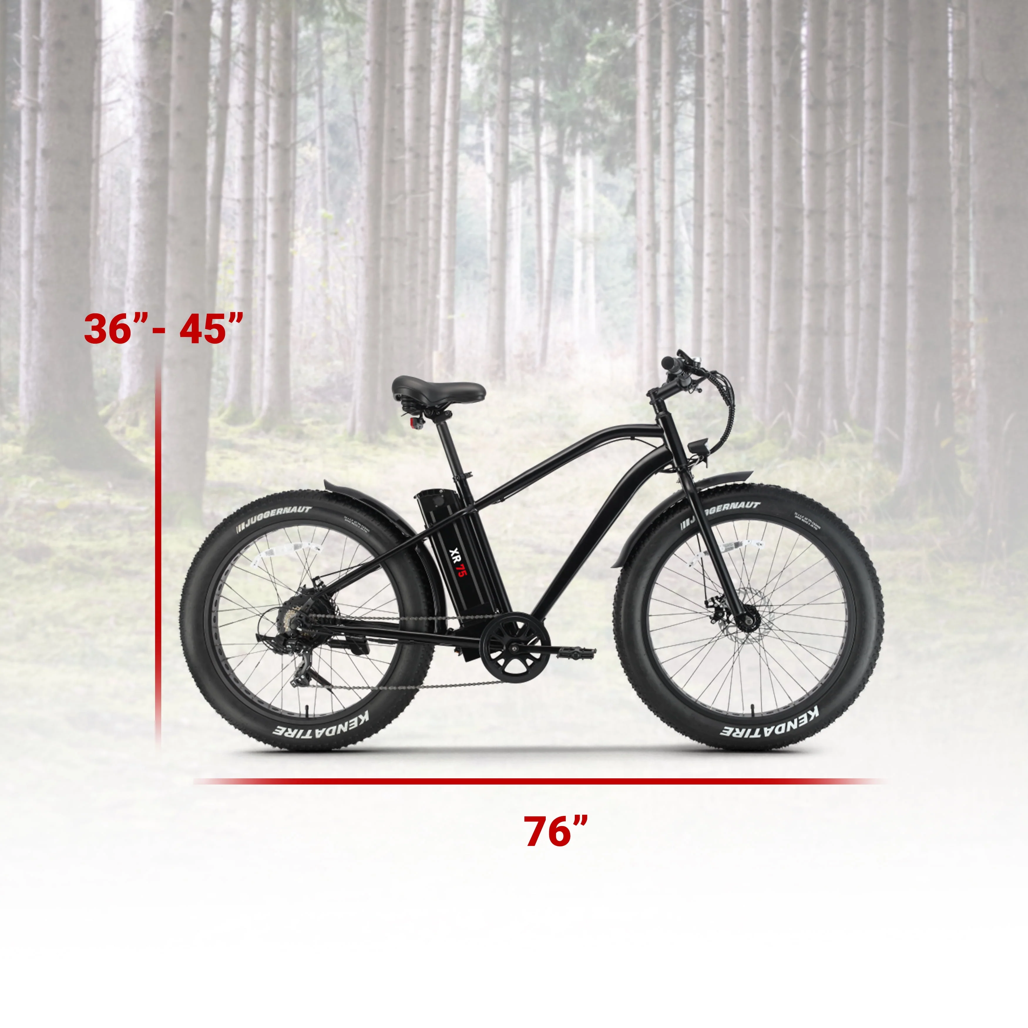 RKS Ebike with 750W Motor, Electric Bike for Adults, 48V 14.5Ah Battery, 26'' Fat Tires, LCD Display, Front and Rear LED Lights, 7-Speed Gears