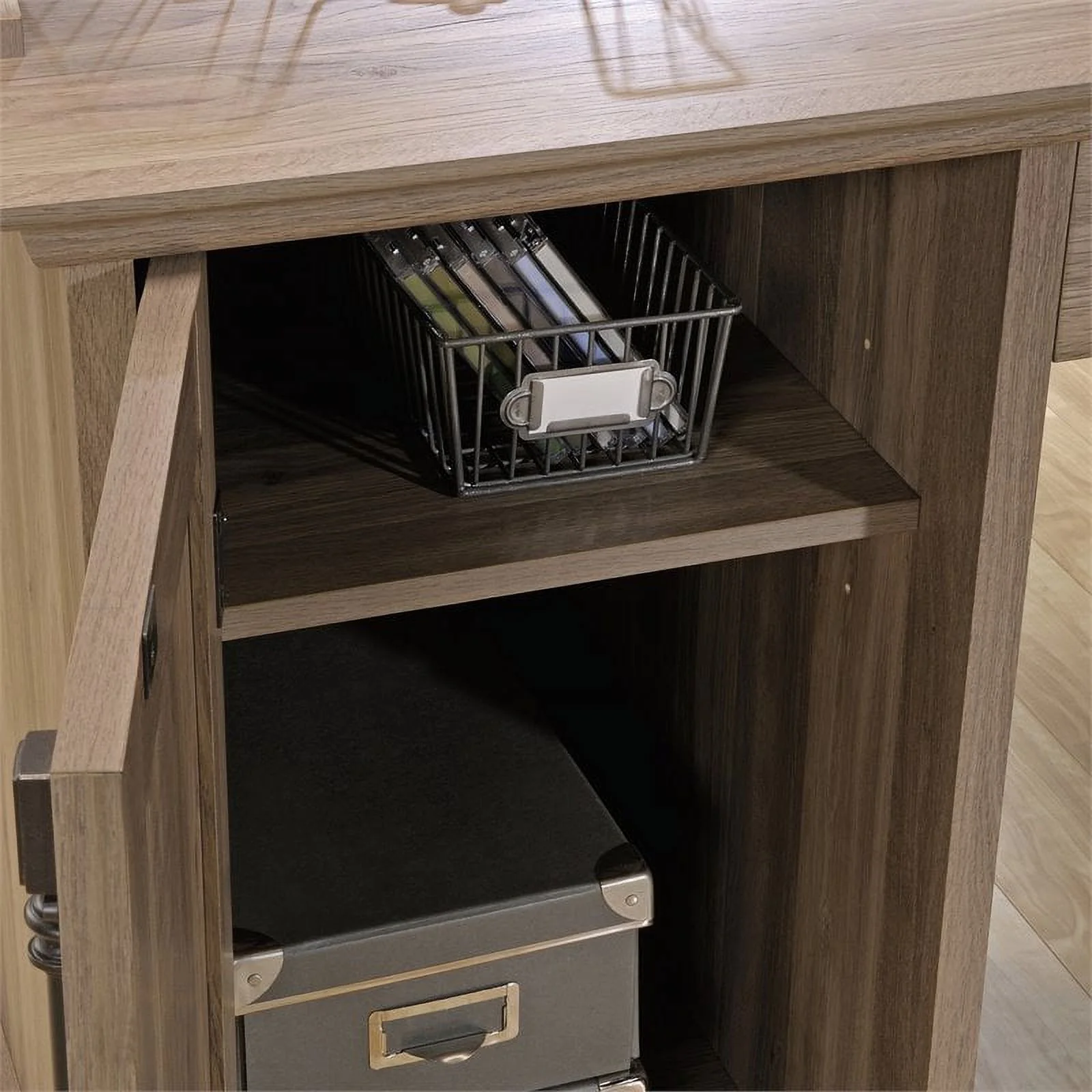 Sauder Barrister Lane L-Desk, Salt Oak Finish