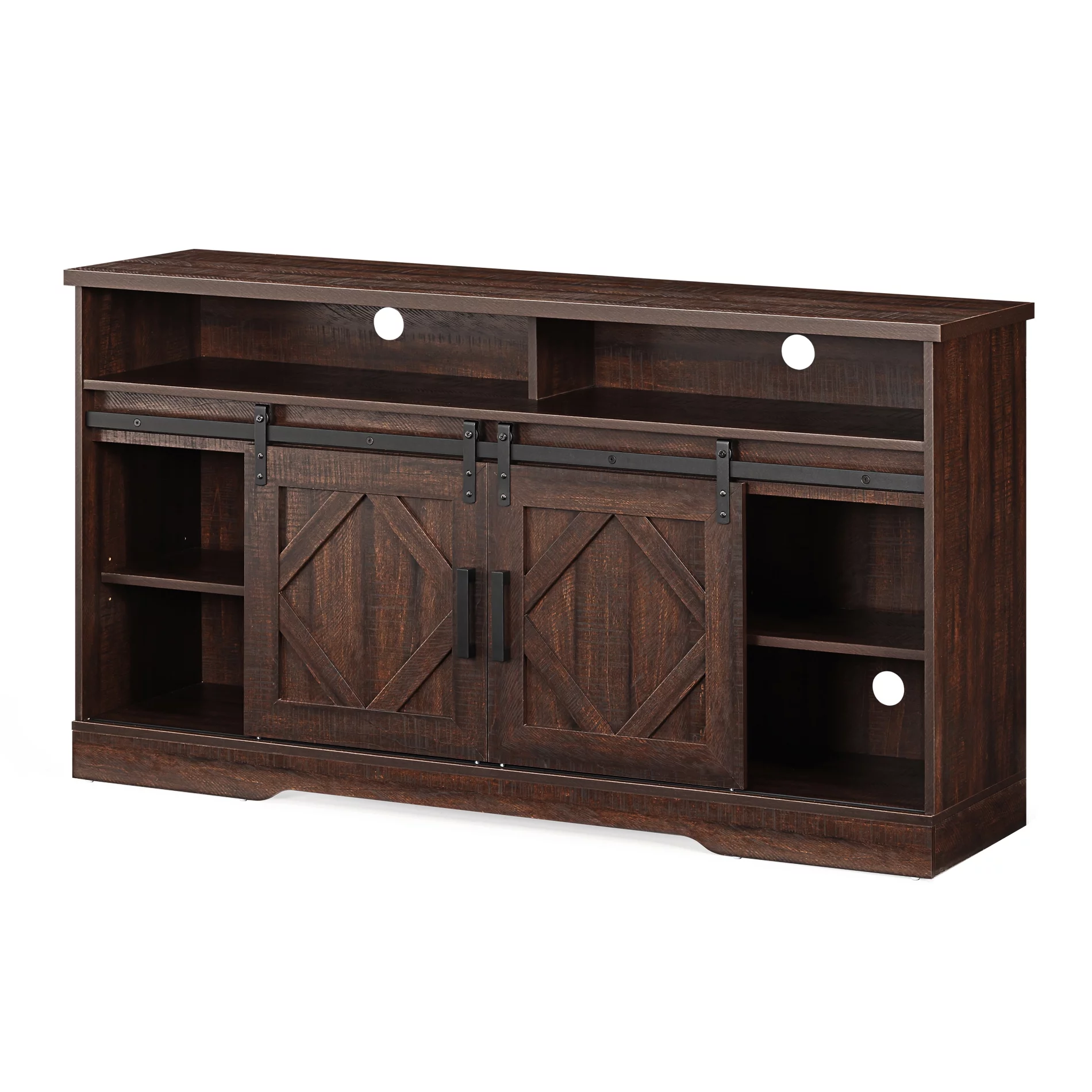 Farmhouse Electric Fireplace TV Stand for TV's up to 65 inch,Brown