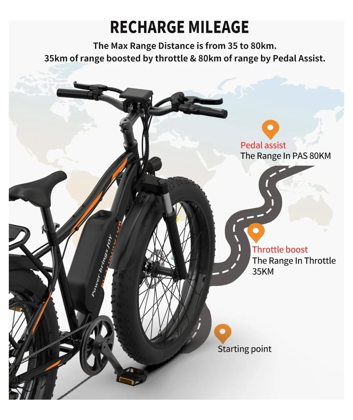 Aostirmotor Electric Bike with  48V 13AH Battery with Rack and Fender,26x4.0 inch Fat Tire Ebike for Adults(Black)