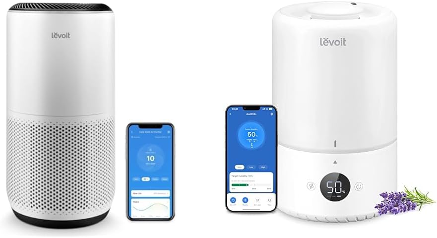LEVOIT Air Purifier for 1980 Ft2 Room & Smart Humidifier with 3L Tank, Diffuser & APP Control