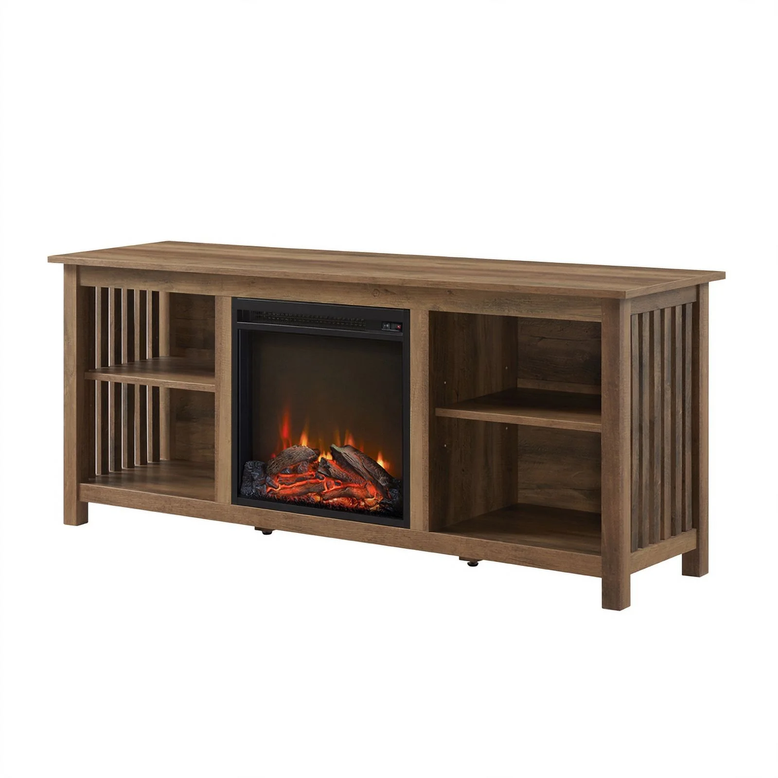 58" Mission Fireplace Wood Console - Rustic Oak
