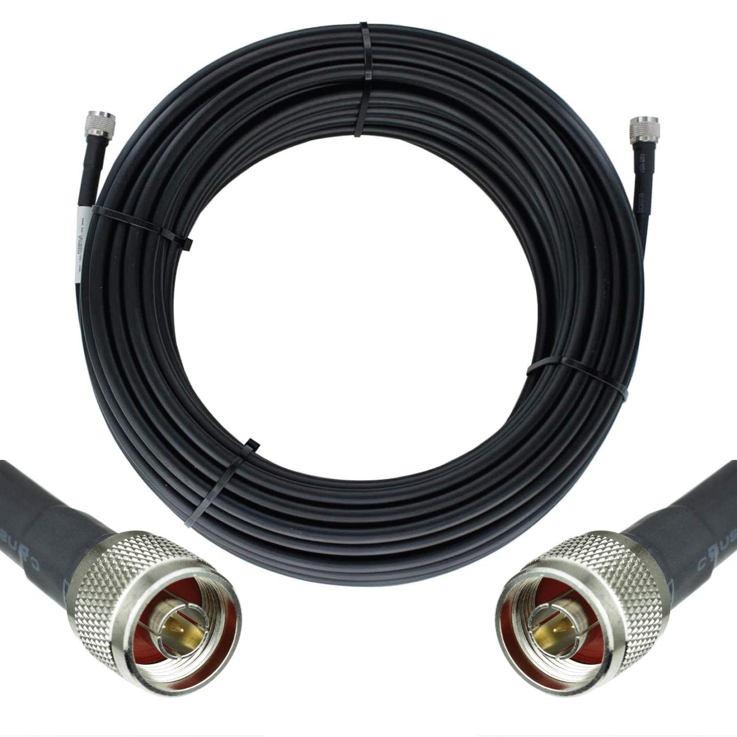 Bolton400 -LMR?400 Equivalent Coaxial Cable 100ft - Heavy Duty Ultra Low Loss Coax Cable 50ohm - N Male to N Male - 100 feet Black - for Home and Commercial Signal Booster Installations