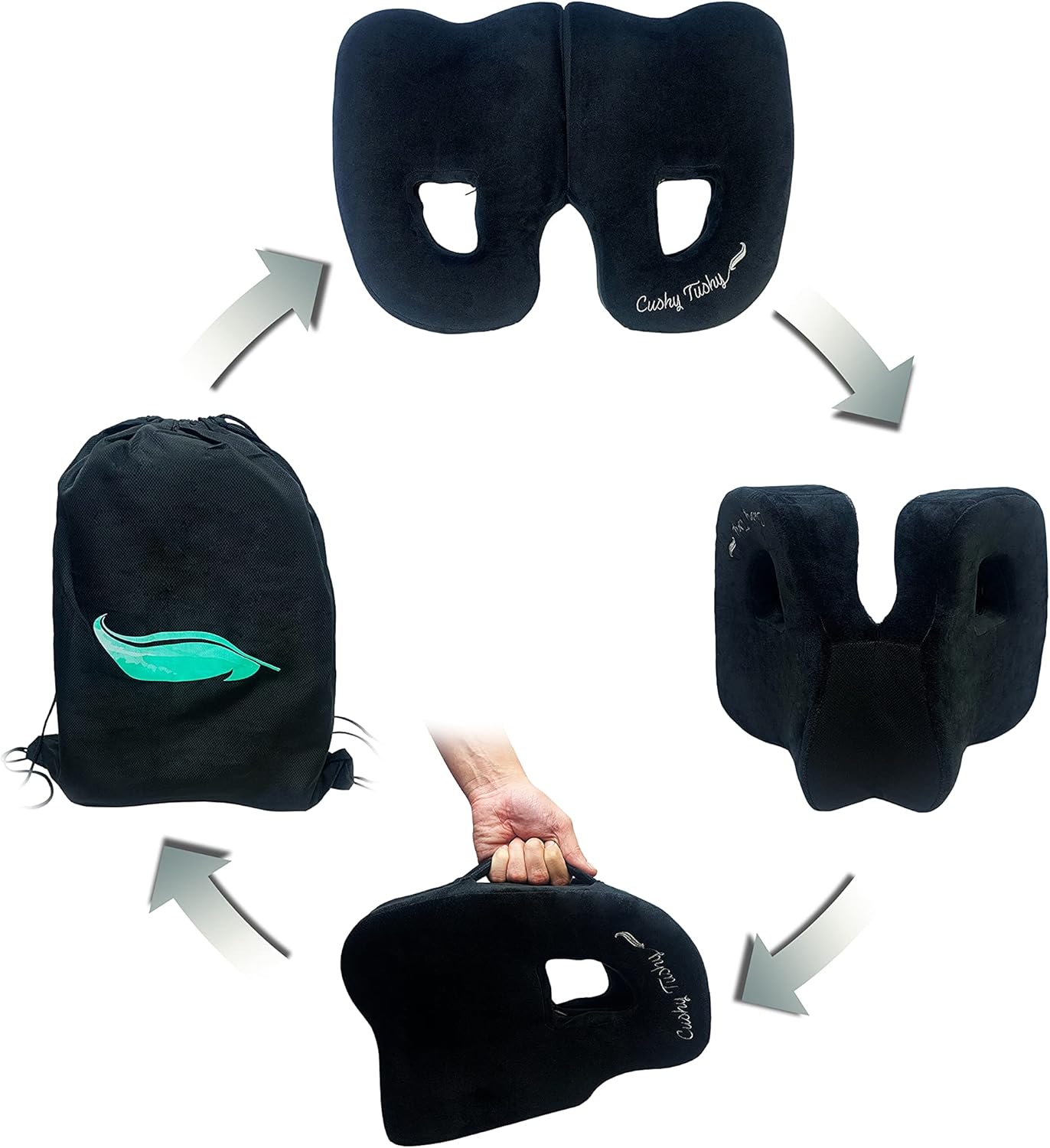 CushyTushy Premium Foldable Piriformis Cushion - Piriformis Relief Cushion for Home Use, Office Chairs, and Car Seats - Piriformis Syndrome Relief