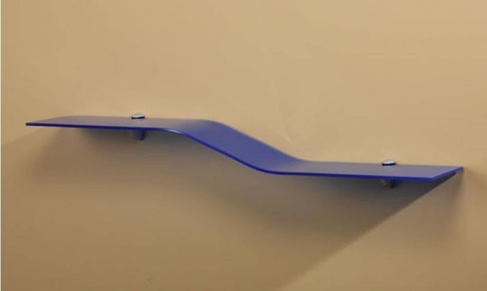 Wallscapes Blue 40-in L x 8-in D Glass Bracket Shelf | GLWAVEBLKIT