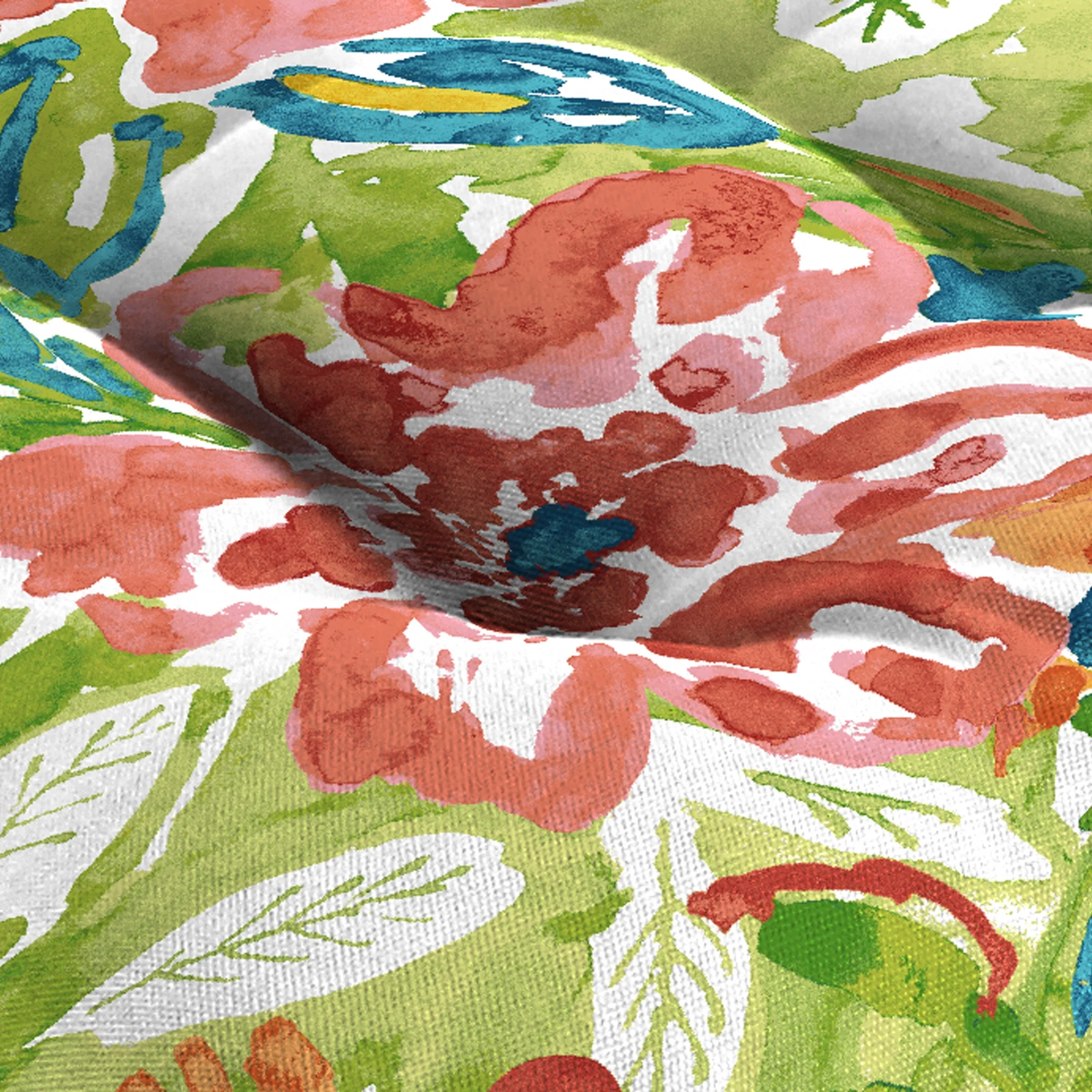 Jordan Manufacturing 3-Piece Sun River Garden Multicolor Floral Outdoor Cushion Set with 2 Wicker Chair Cushions and 1 Wicker Bench Cushion