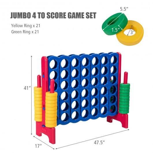 Jumbo 4-to-Score 4 in A Row Giant Game Set, Blue