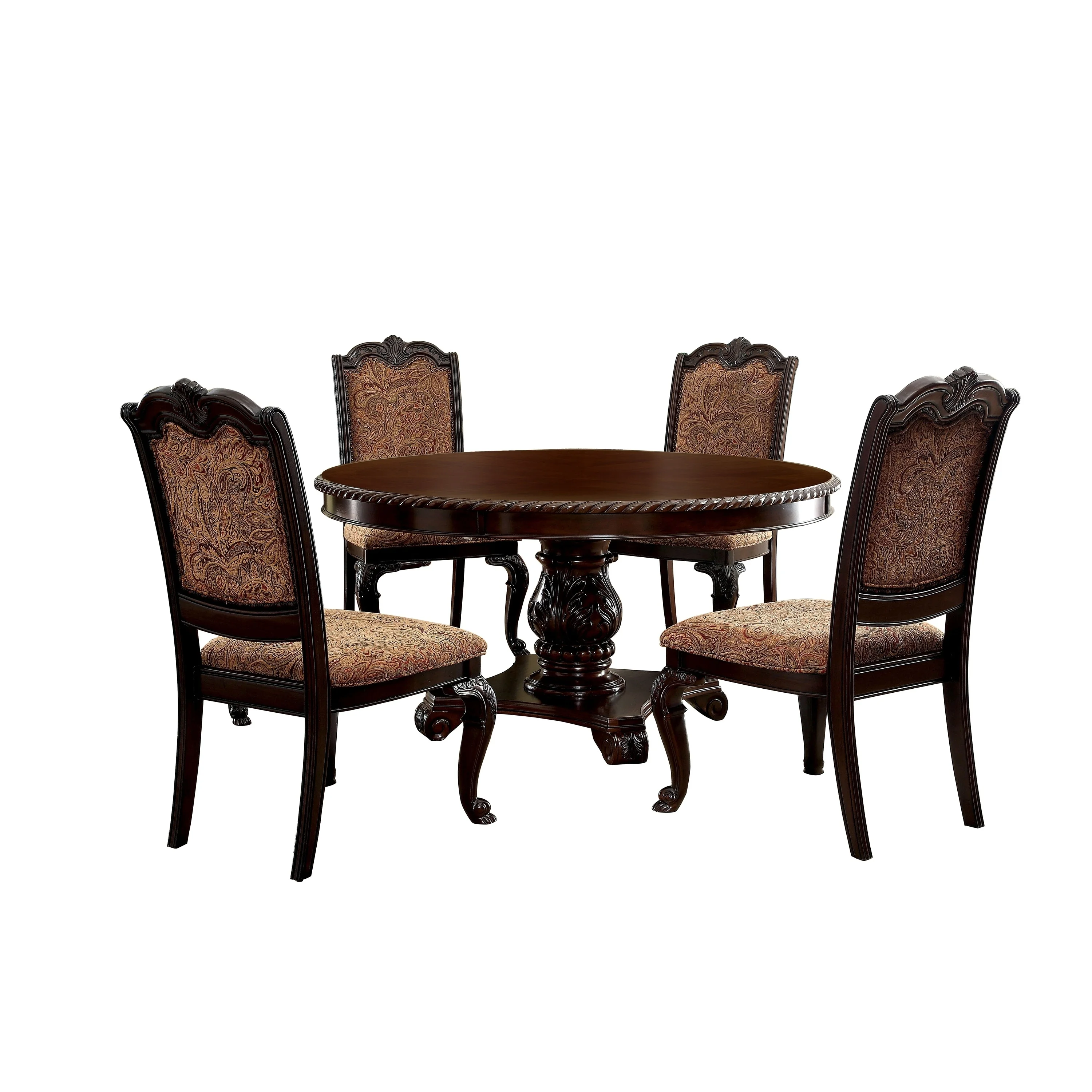Furniture of America Bevo Traditional Cherry Wood 5-Piece Dining Set by - Curated Treasures Market