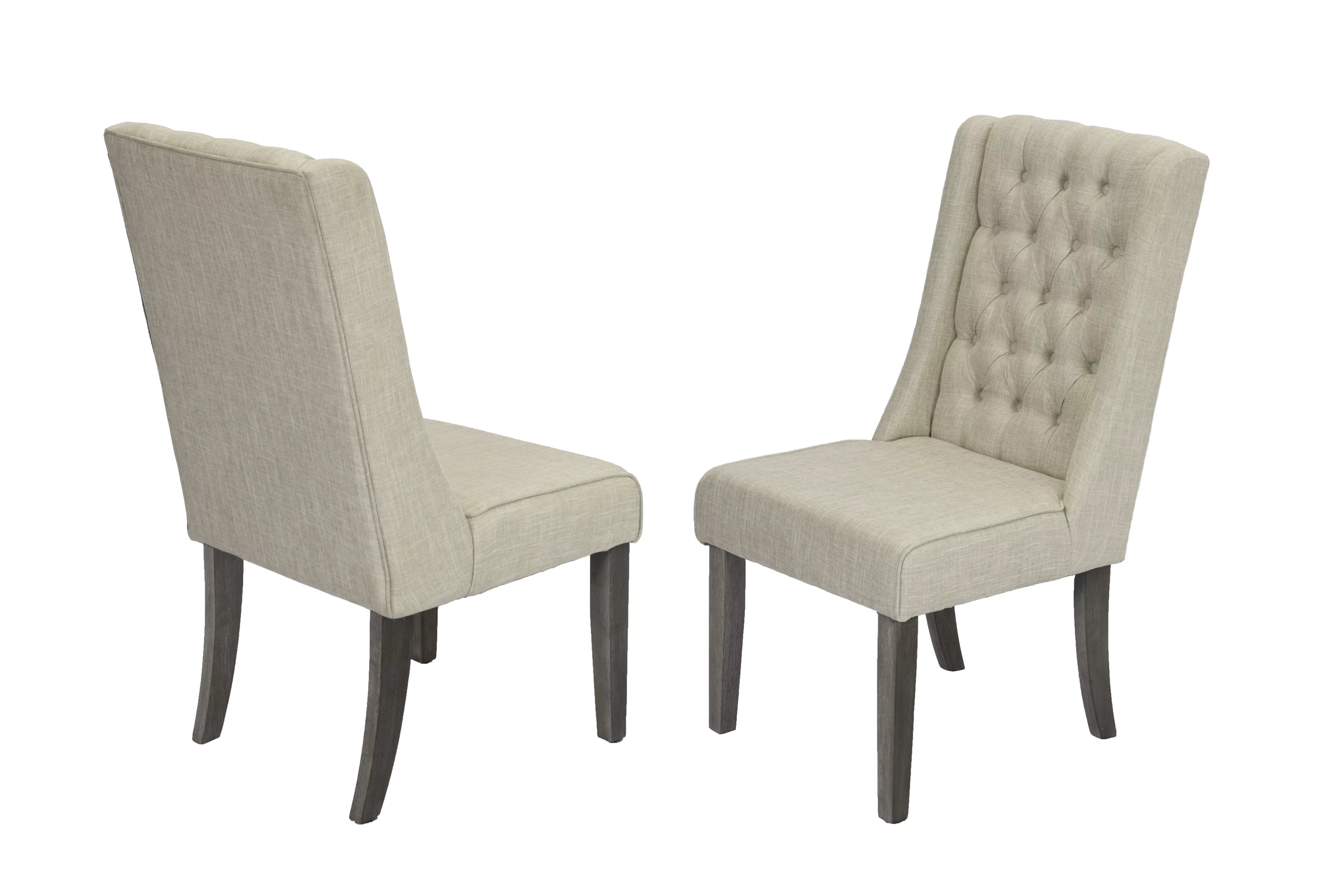 Rustic Gray Wood 9pc Dining Set with Table and Gray Linen Chairs