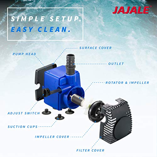 JAJALE Submersible Water Pump Ultra Quiet For Pond,Aquarium,Fish Tank,Fountain,Hydroponics