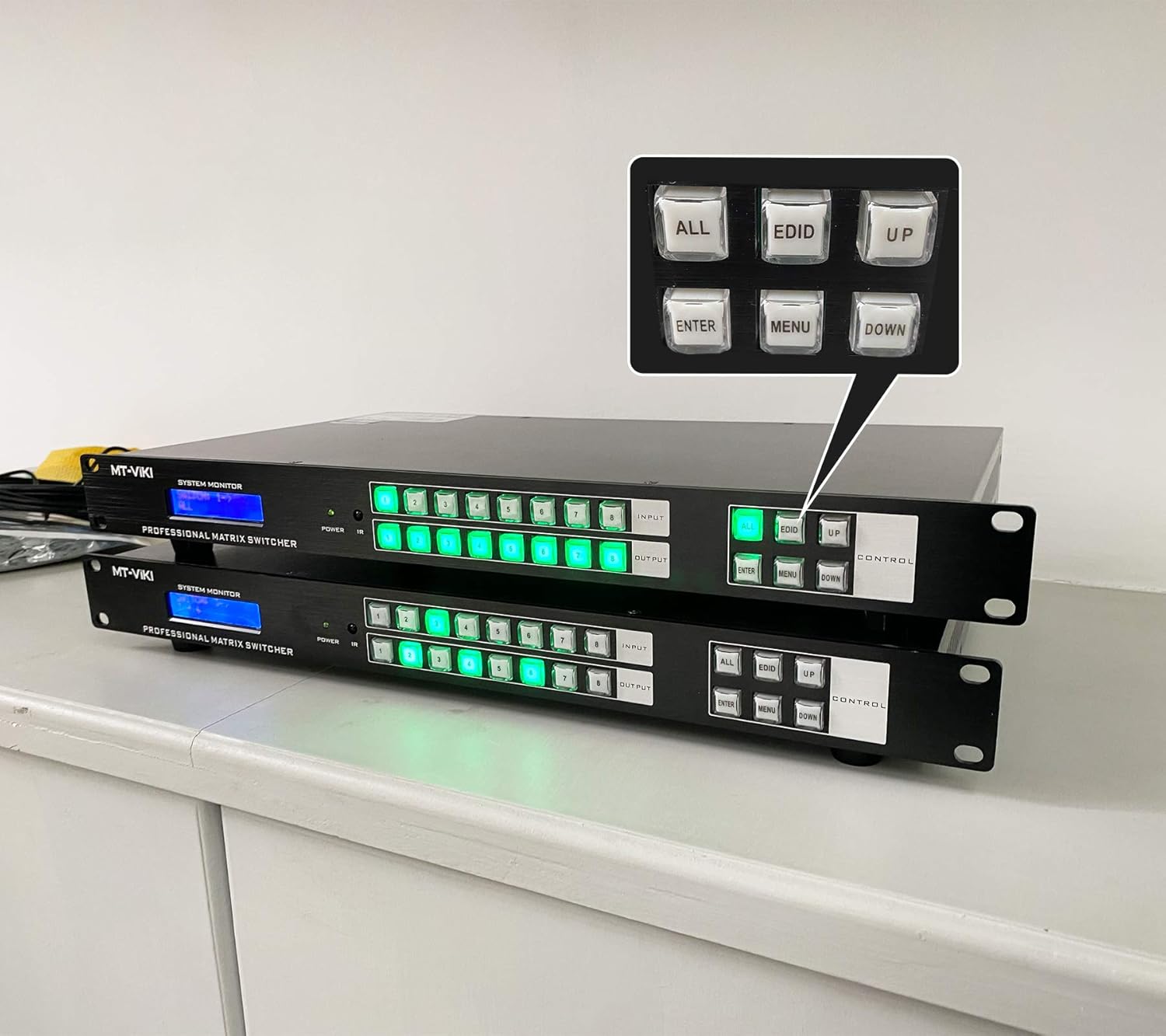 MT-VIKI 8x8 HDMI Matrix Switch 4K@30Hz, Rack Mount Switcher & Splitter with Backlit RS232 LAN Port and EDID ( 8 in 8 Out)