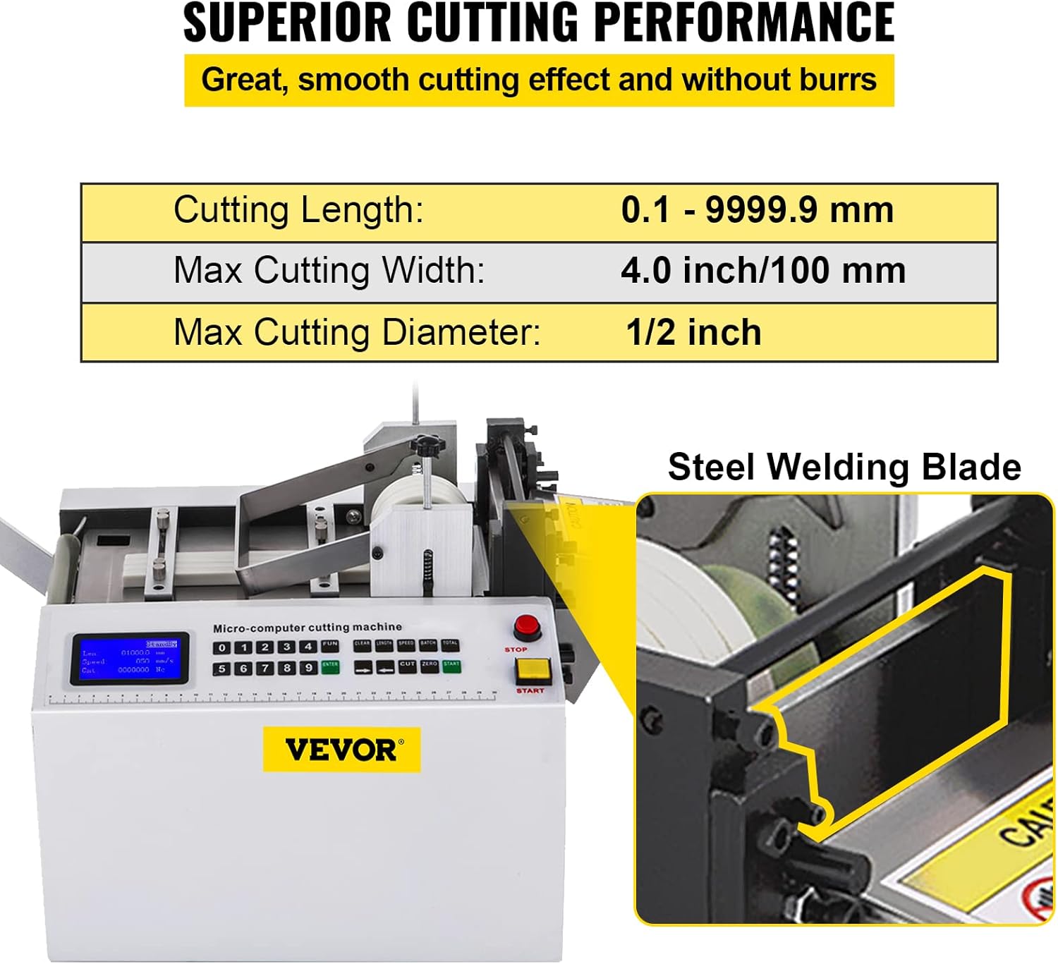 Mophorn Automatic Heat-Shrink Tube Cutting Machine 250W YS100 Tube Cable Pipe Cutter Precise Efficient Tube Cable Pipe Cutter Cutting Machine for Sleeve, Rubber/Plastic Tube, Small Wire, Sheet, Film