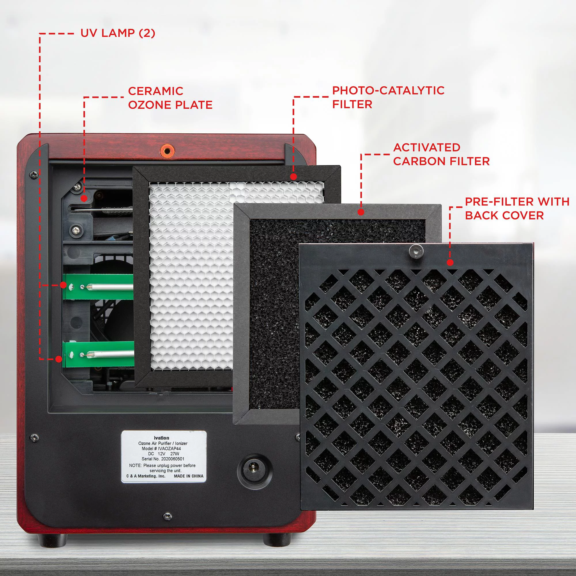 Ivation Ozone Air Purifier | Portable Deodorizing System w/ Multi-Level Filtration, Ionizer Plate, UV Lamps, Fan & Timer | Eliminates Odors from Pets, Smoke, Food & More | For Rooms Up to 3,500 Sq/Ft