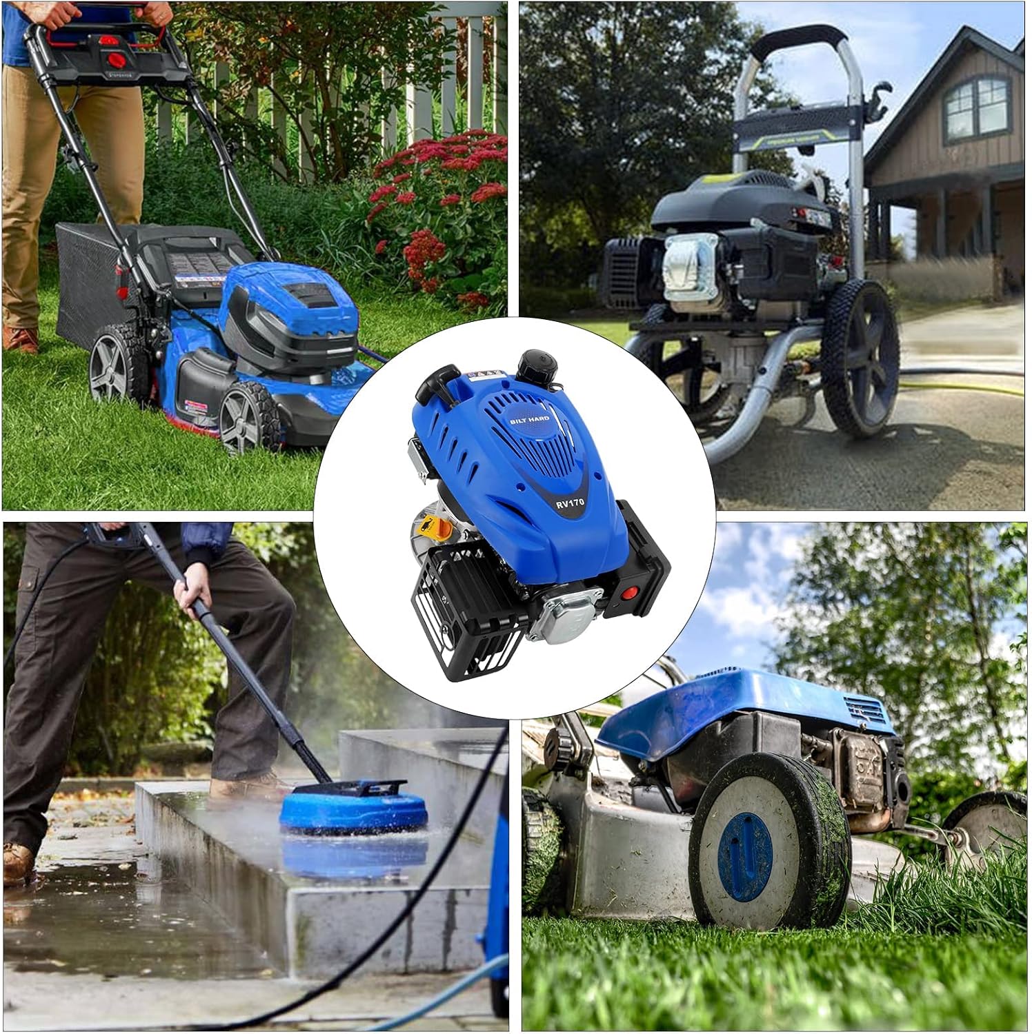 BILT HARD Gas Engine Vertical Shaft 173cc, 4-Stroke Gas Powered Motor, Lawn Mower Engine Tiller Trimmer, EPA & CARB Compliant