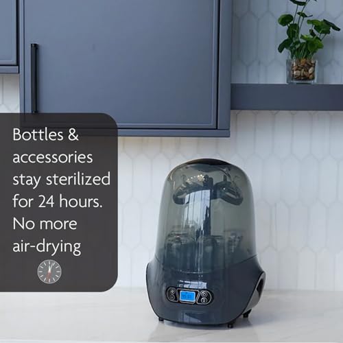Baby Brezza Baby Bottle Sterilizer and Dryer Machine – Electric Steam Sterilization - Universal Fit - Pacifiers, Glass, Plastic, and Newborn Feeding Bottles, Charcoal
