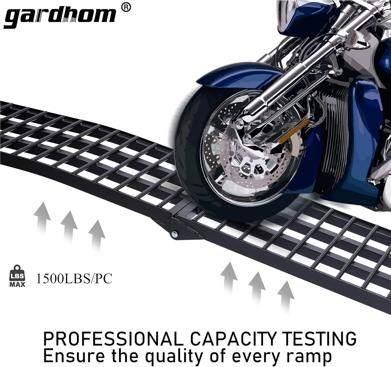 ATV Folding Ramps, gardhom 108*17.7" 1500 lbs Capacity Portable Aluminum Loading Ramps for Trucks 1Piece