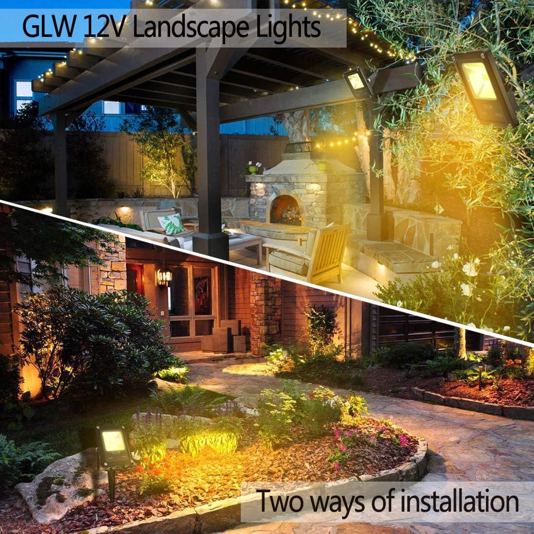 GLW Low Voltage Landscape Lighting 10W 12V Outdoor Spotlights IP65 Waterproof Garden Lights,3000K Warm White [8 Pack]