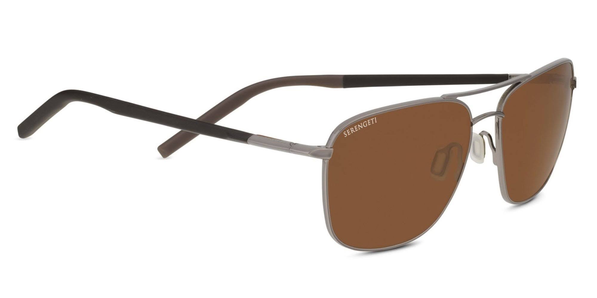 Serengeti Spello Sunglasses (Shiny Gunmetal/Dark Brown/ Chocolate Brown Polarized Drivers)