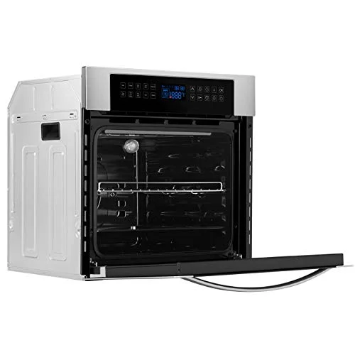 Empava 24 Inch Electric Single Wall Oven 10 Cooking Functions Deluxe 360° ROTISSERIE with Sensitive Touch Control in Stainless Steel