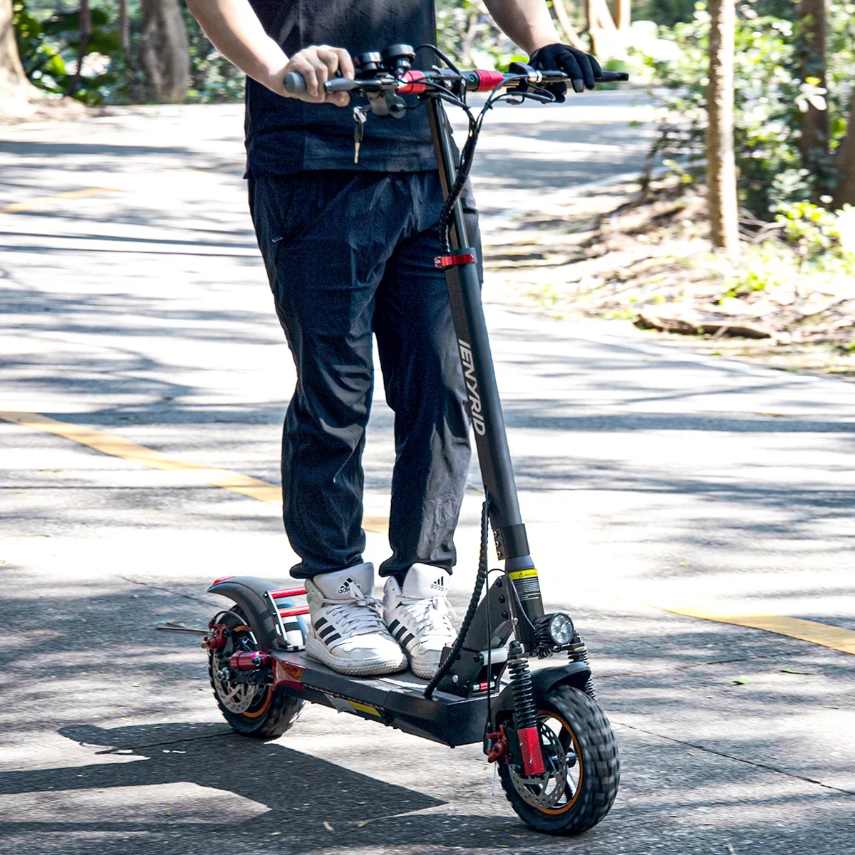 IENYRID Electric Scooter with Seat, 10" Pneumatic Tires, Max 22-31 Mile Long Range and 28Mph Power by 600W Motor, Foldable Escooter for Adult Teens