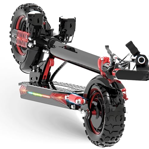 Electric Scooter Adults, 48V 18AH/21AH Battery, 1200W Motor, 35 Mph Top Speed W/ 35 Miles Max Range, 11" Off Road Vacuum Wide Tire, Foldable E Scooter with Seat, Dual Suspension