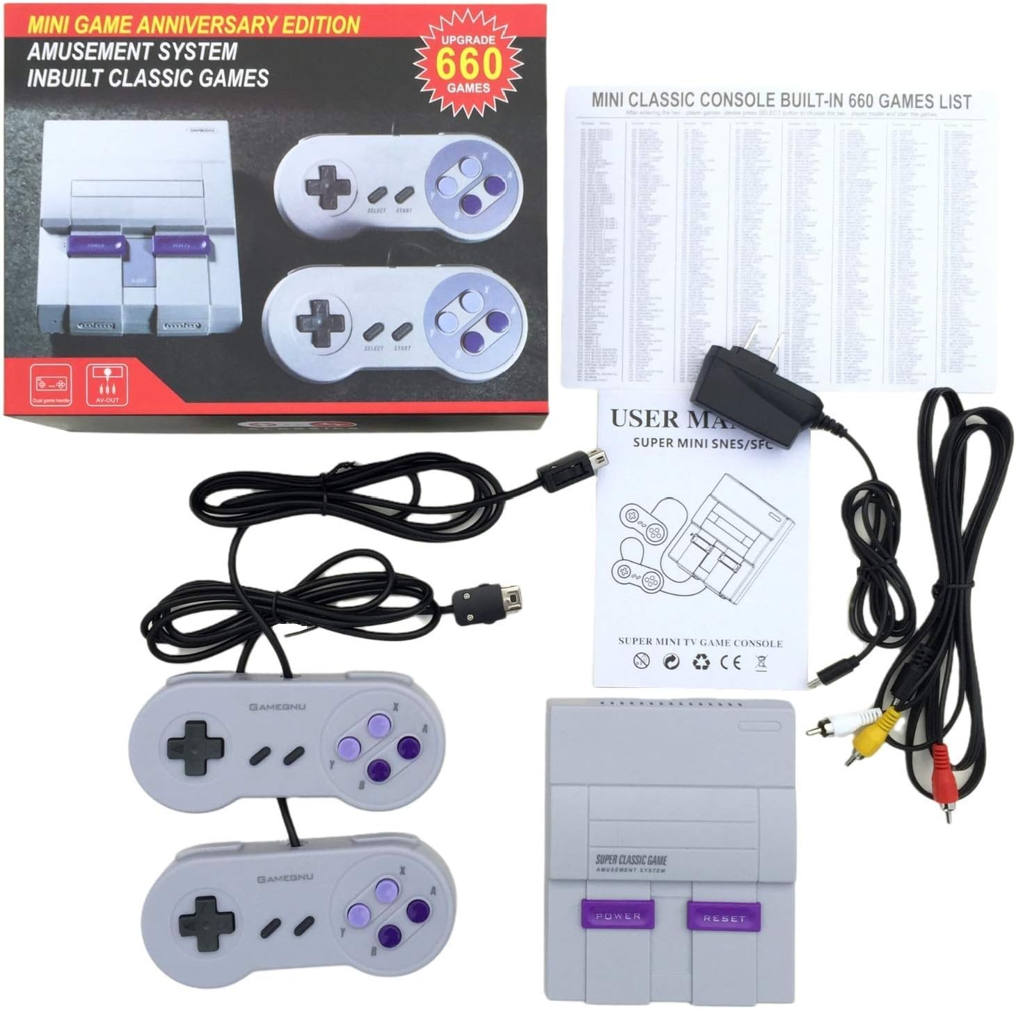 Retro Game Console,Classic Mini NES Console with Built-in 660 Video Games and 2 NES Classic Controllers,AV Output Plug & Play Game System for Kids and Adults Pack of 2