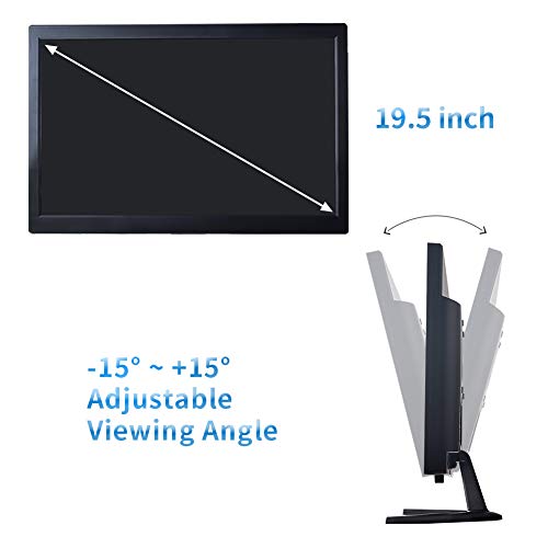 19.5" CCTV Monitor, 16:9 1600x900 BNC Monitor BNC/YPbPr/VGA/HDMI/Audio in Out, VESA Wall Mounting TFT LCD Security Camera Monitor for Home Surveillance Systems PC STB DVR