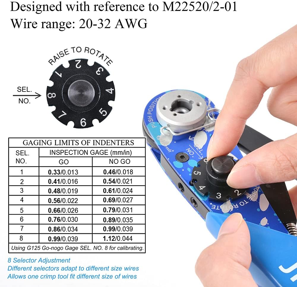JRready ST2119-AS2 Eight Indent Crimping Tool KIT M22520 2 01 series crimper with 37 Positioner and GO NO GO GAUGE G125 for Aviation Aerospace and miniature electrical connector