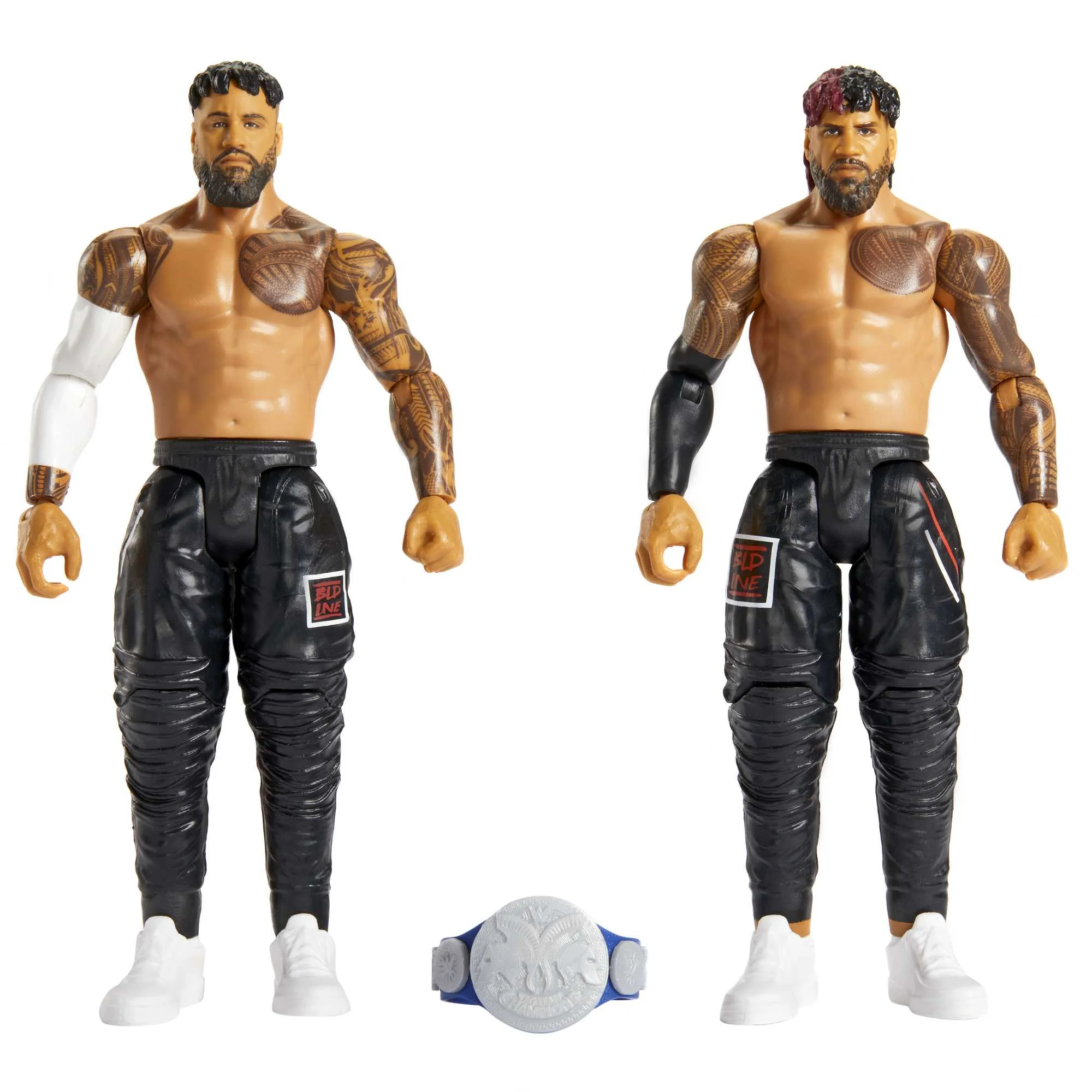 WWE Championship Showdown Jimmy Uso & Jey Uso Action Figures, 2 Pack with Championship (6-inch) - Curated Treasures Market