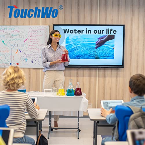 TouchWo 65 inch Interactive Touchscreen Monitor, Smart Board with 4K Display, Win-OS Electronic Whiteboard Touch Screen PC for Office and Classroom