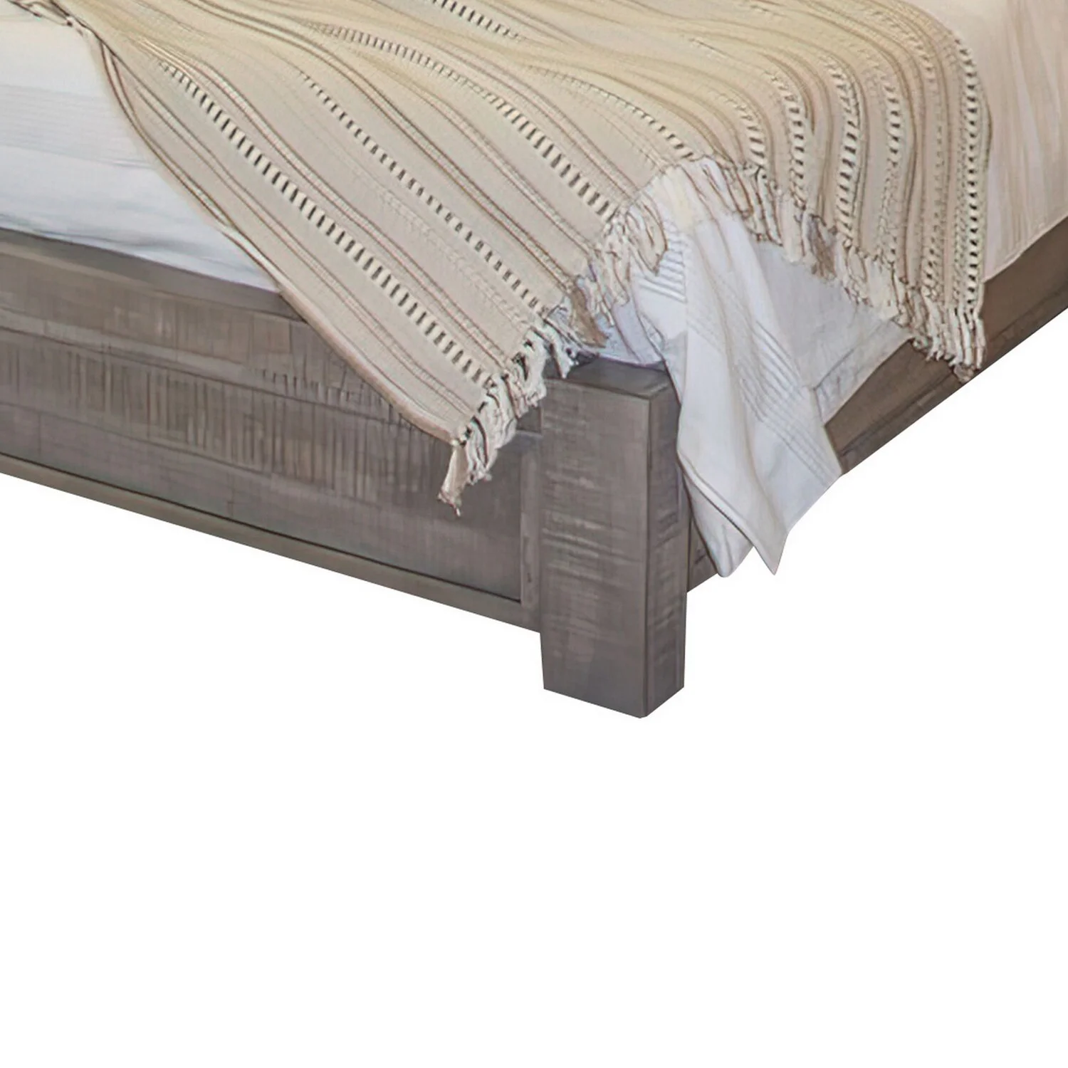 Benjara Ken King Size Bed, with Headboard, Footboard, Clean Design Rustic Gray