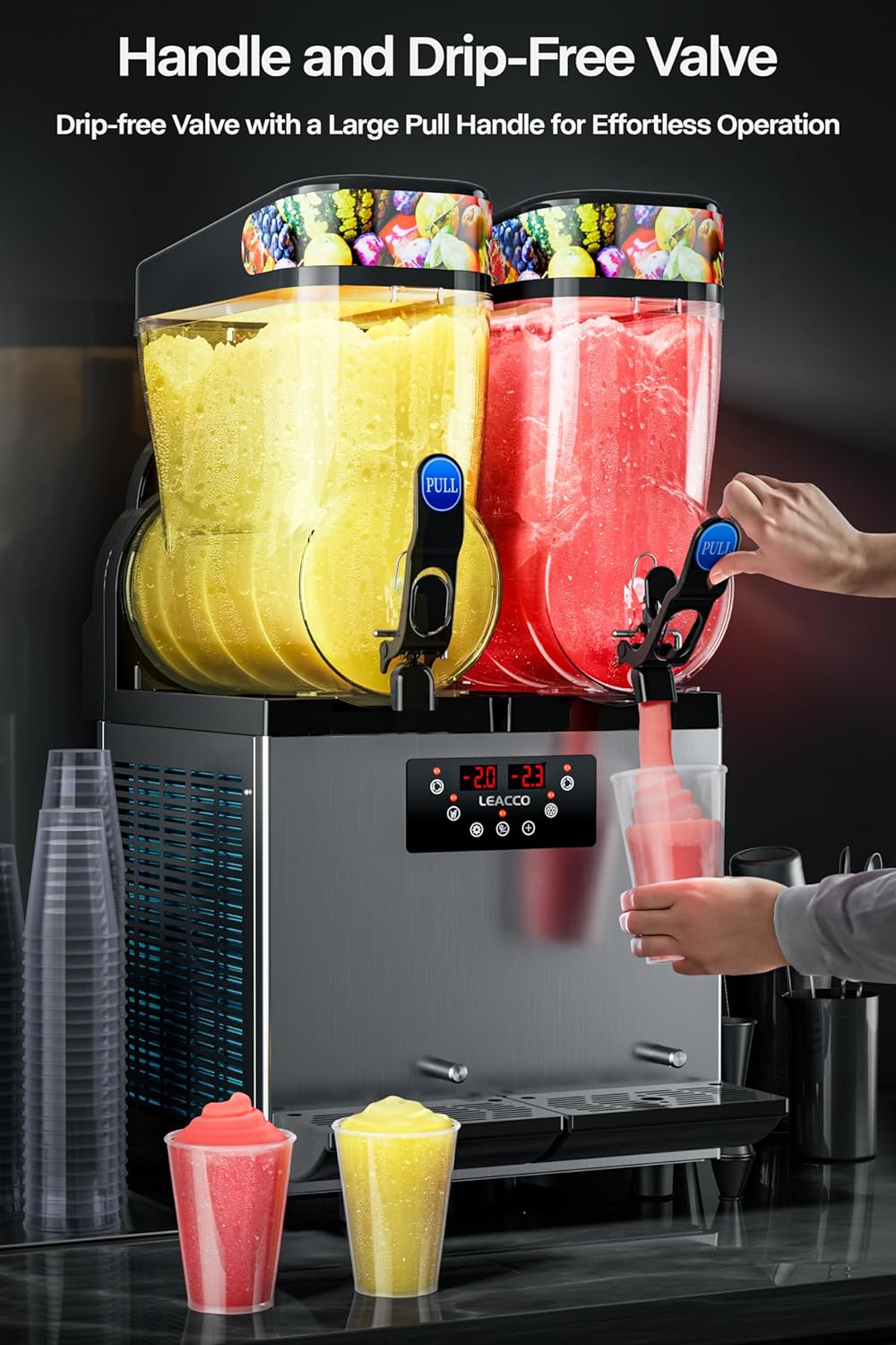 Commercial Slushie Machine, 30L Frozen Drink Margarita Machine Smoothie Slushy Maker Stainless Steel 110V, 1000W, 8 Gallon