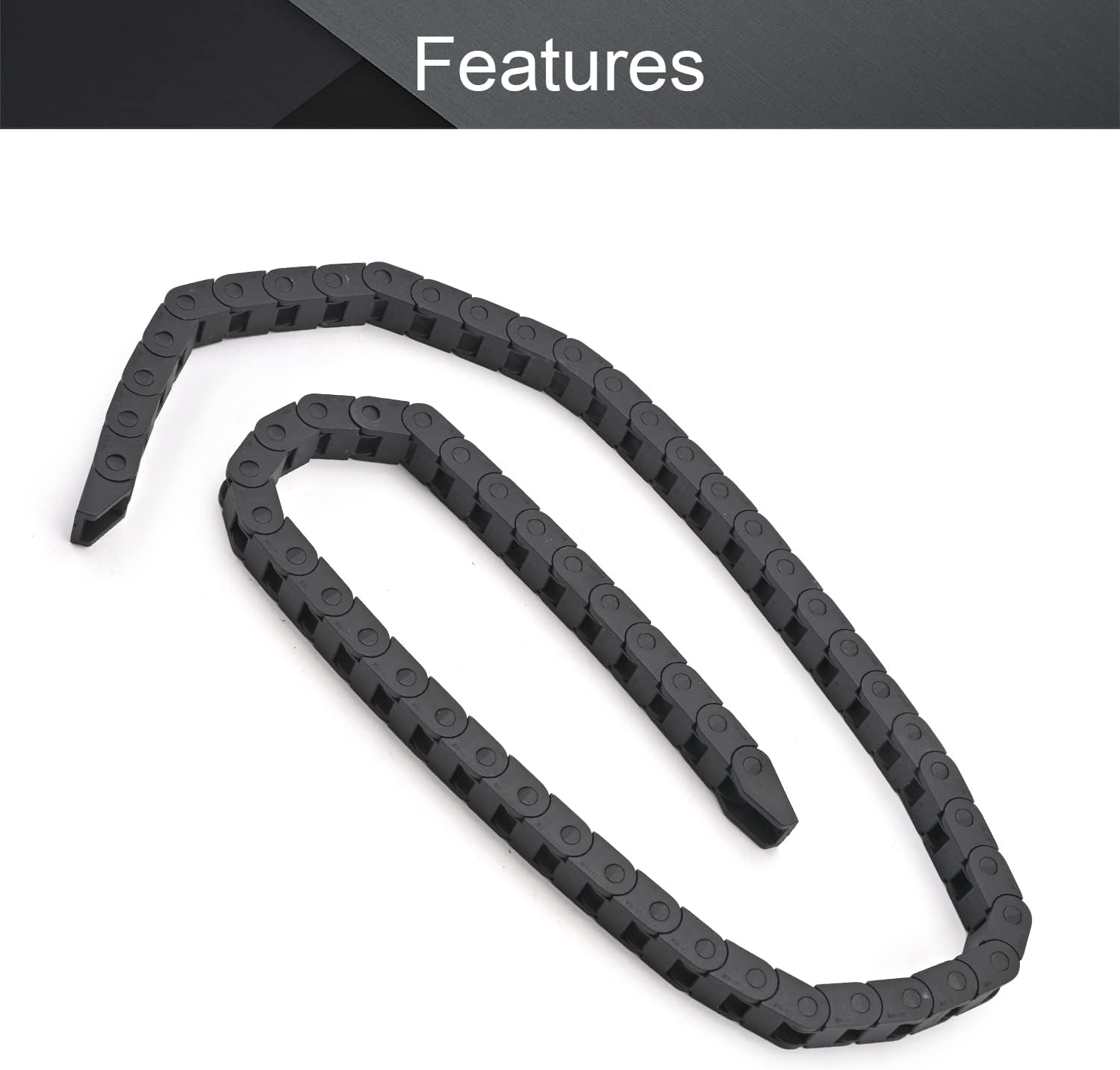 Fielect Drag Chain Cable Carrier Open Type with End Connectors R100 35X100mm 1 Meter Plastic for Electrical CNC Router Machines Black 1Pcs